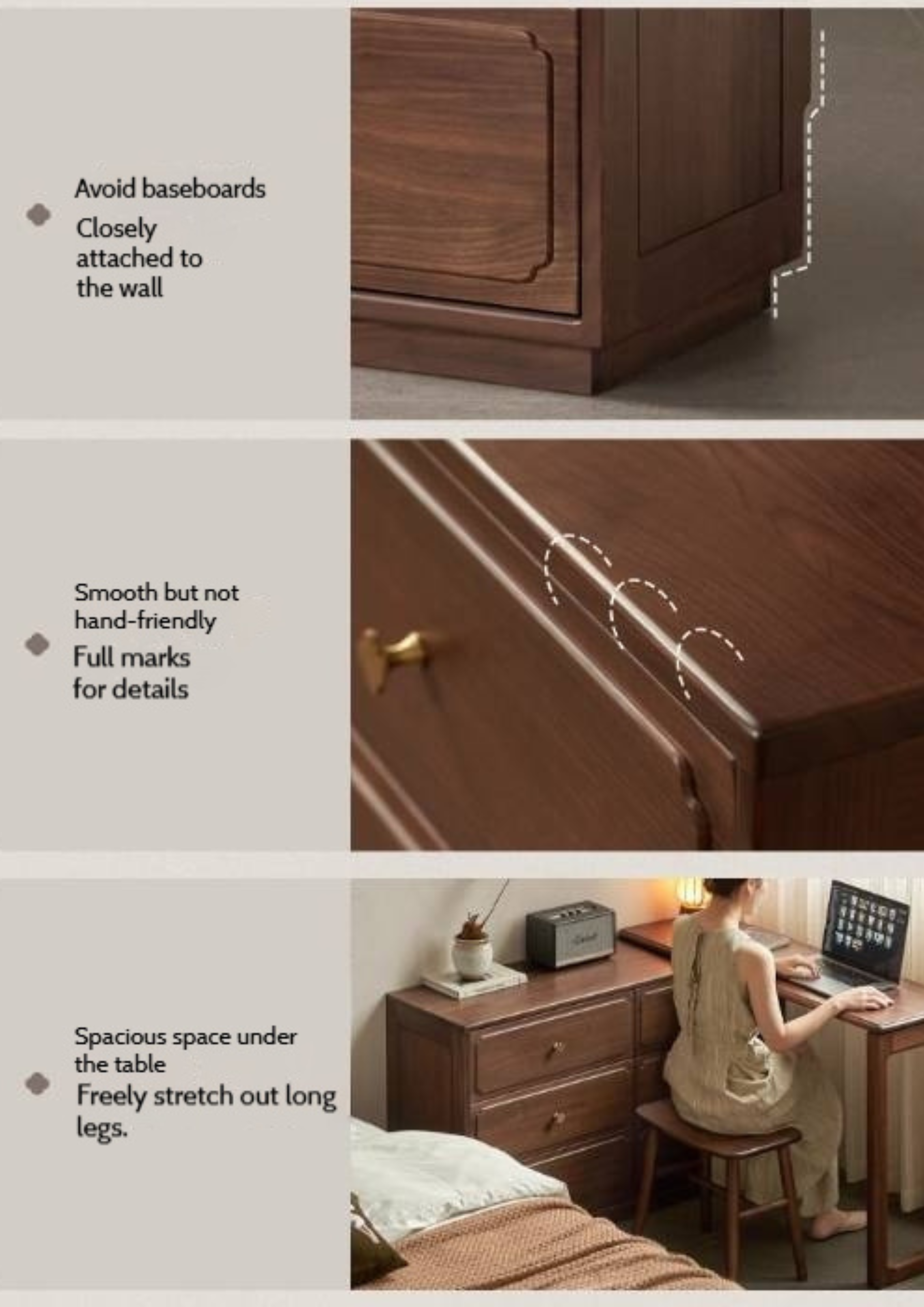 Black Walnut Solid Wood Rotating Dressing Table
