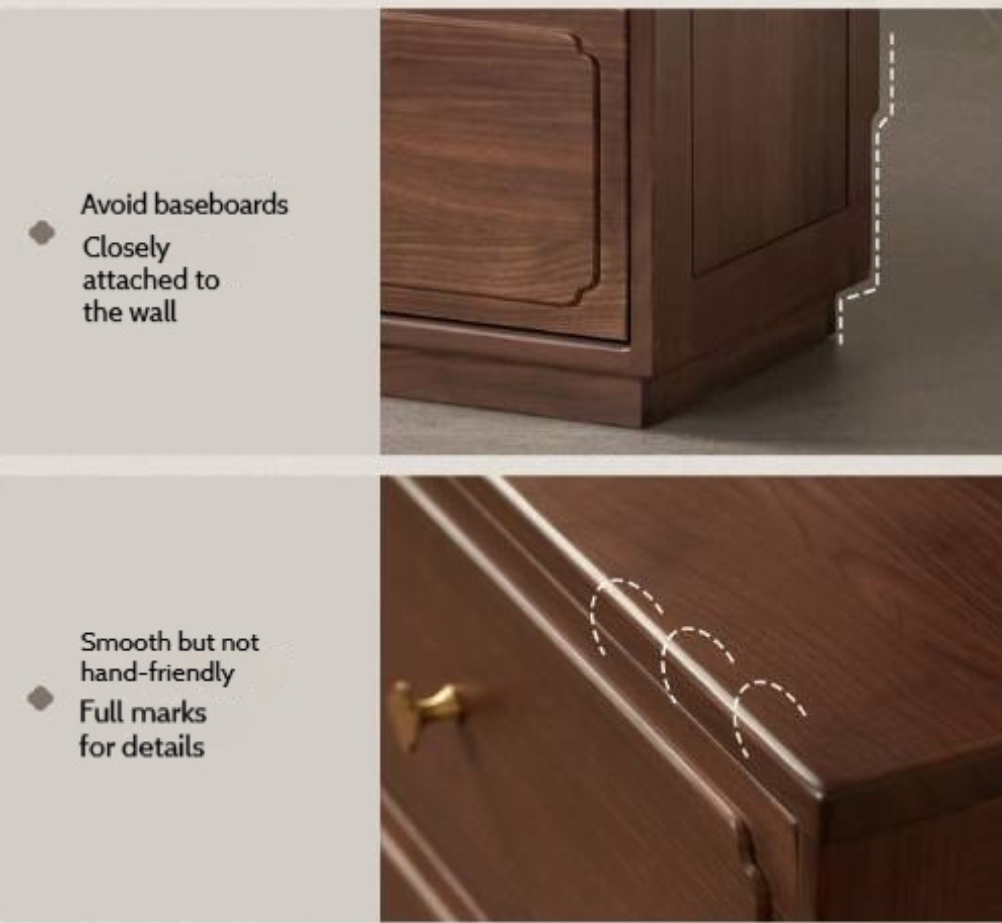 Black Walnut Solid Wood Dresser and Vanity Combo with Pull-Out Mirror Desk