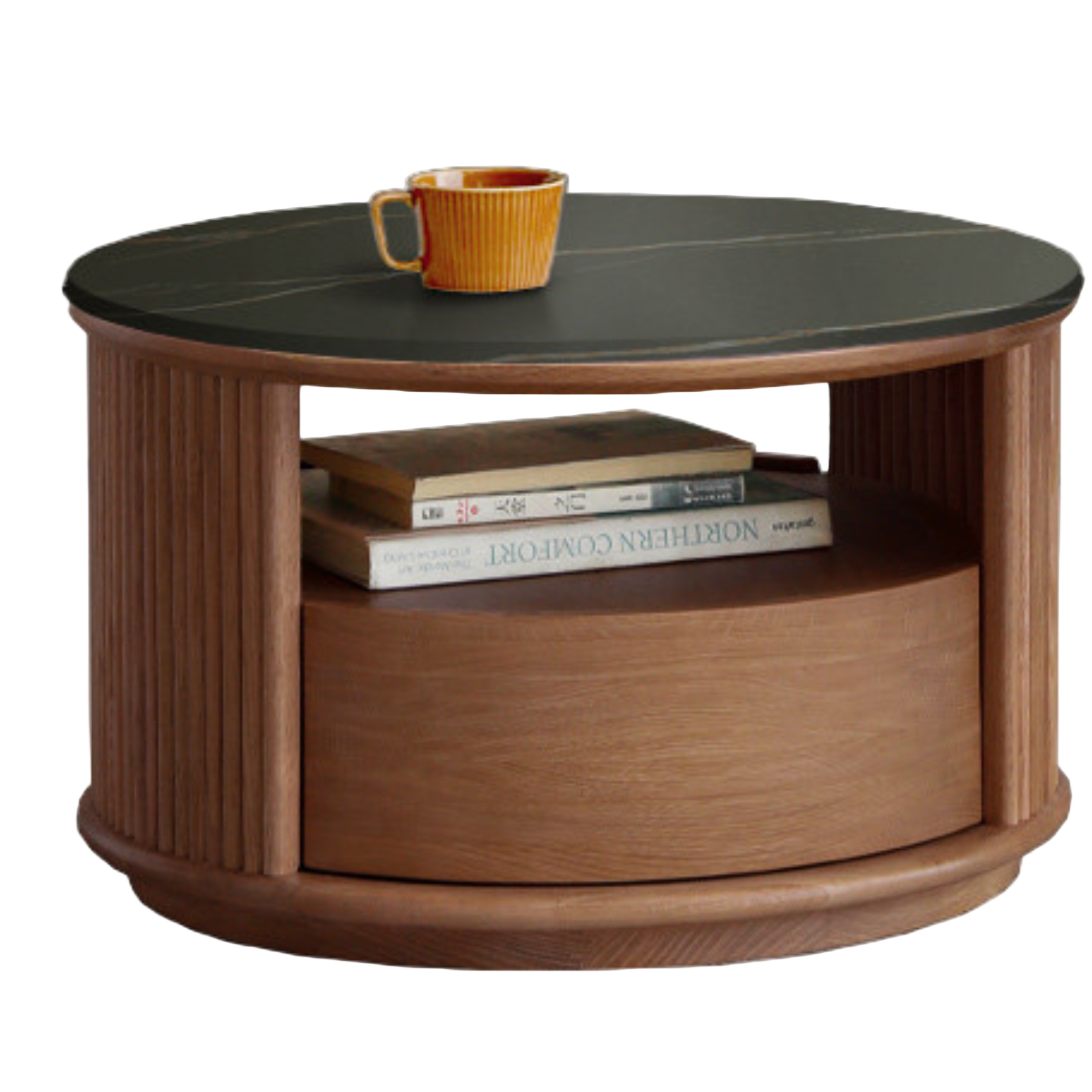 Oak Solid Wood Italian Light Luxury Rock Plate Coffee Table