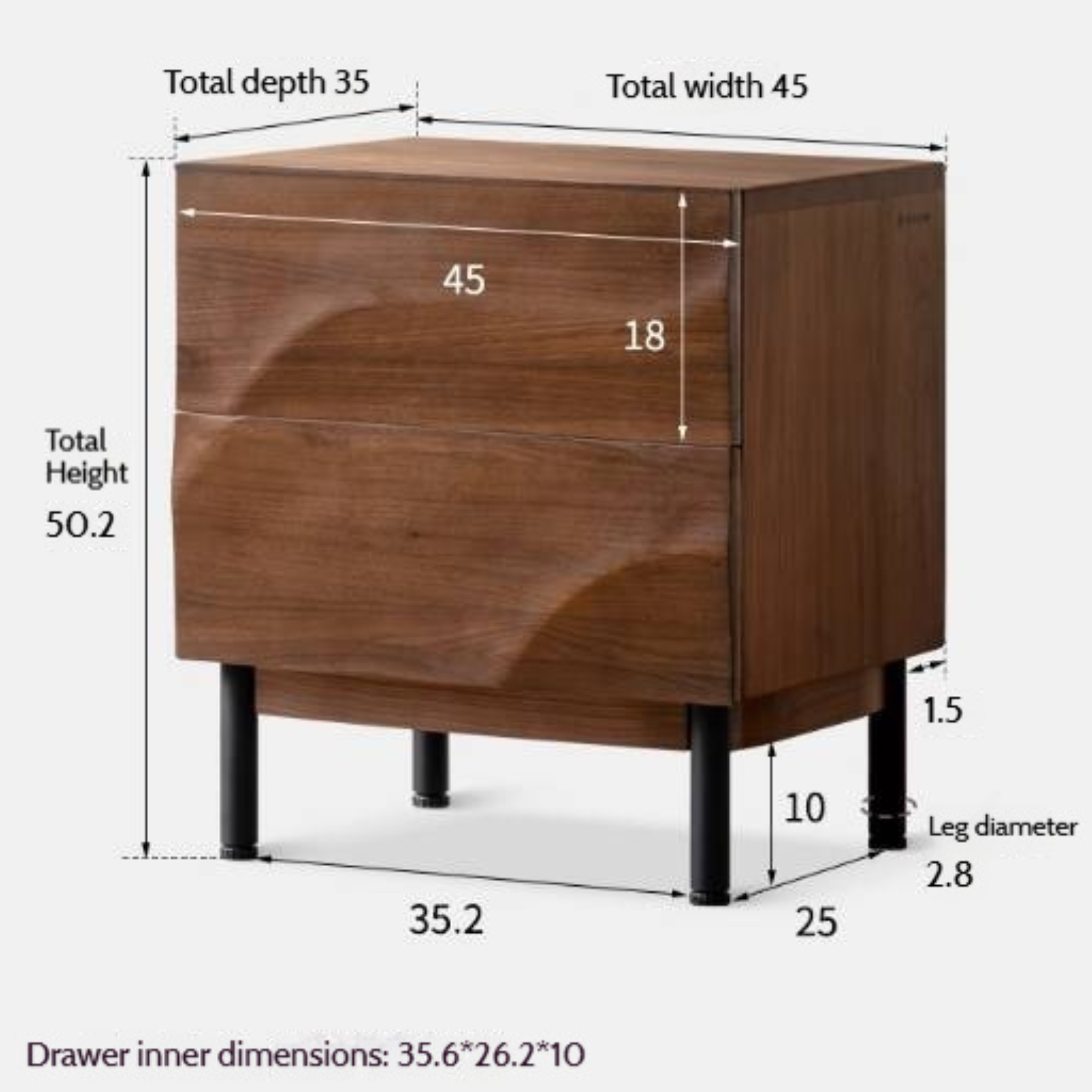 Black Walnut Solid Wood Luxury Nightstands