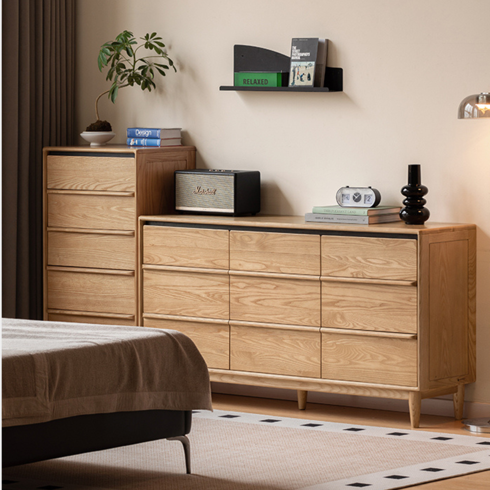 Ash Solid Wood Storage Drawer Cabinet