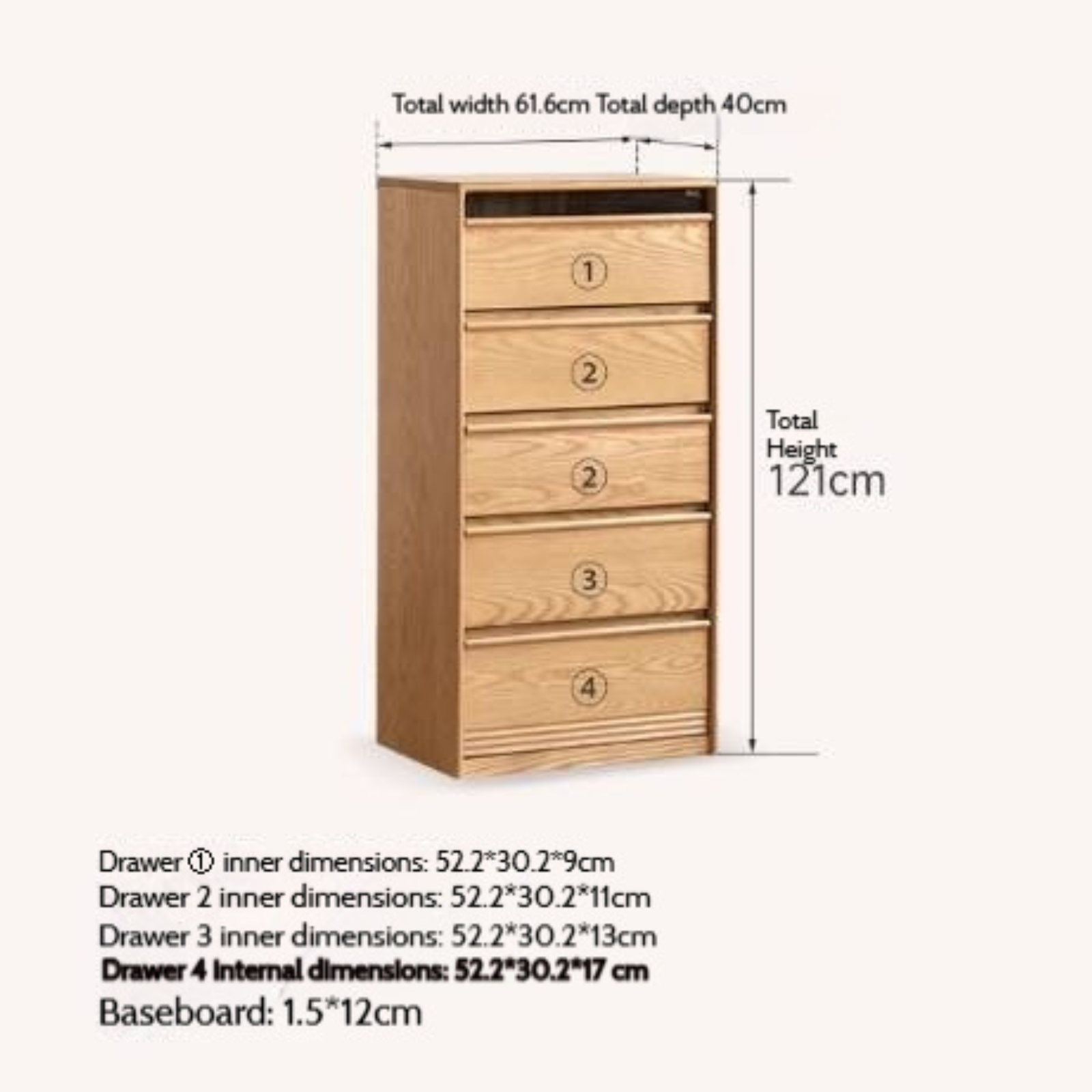Ash Solid Wood Modern Chest of Drawers