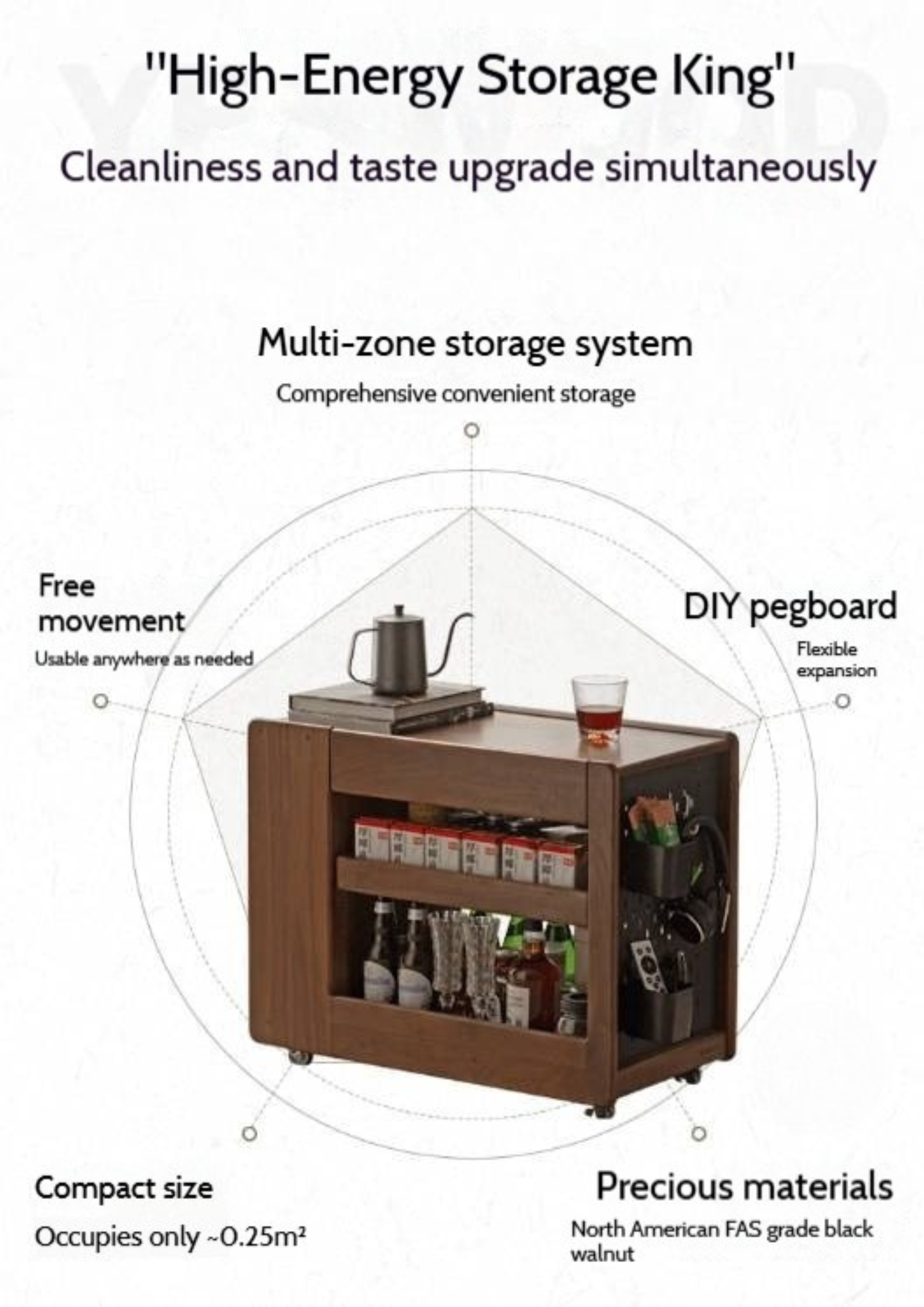 Black Walnut, Oak Solid Wood Luxury Corner Side Table