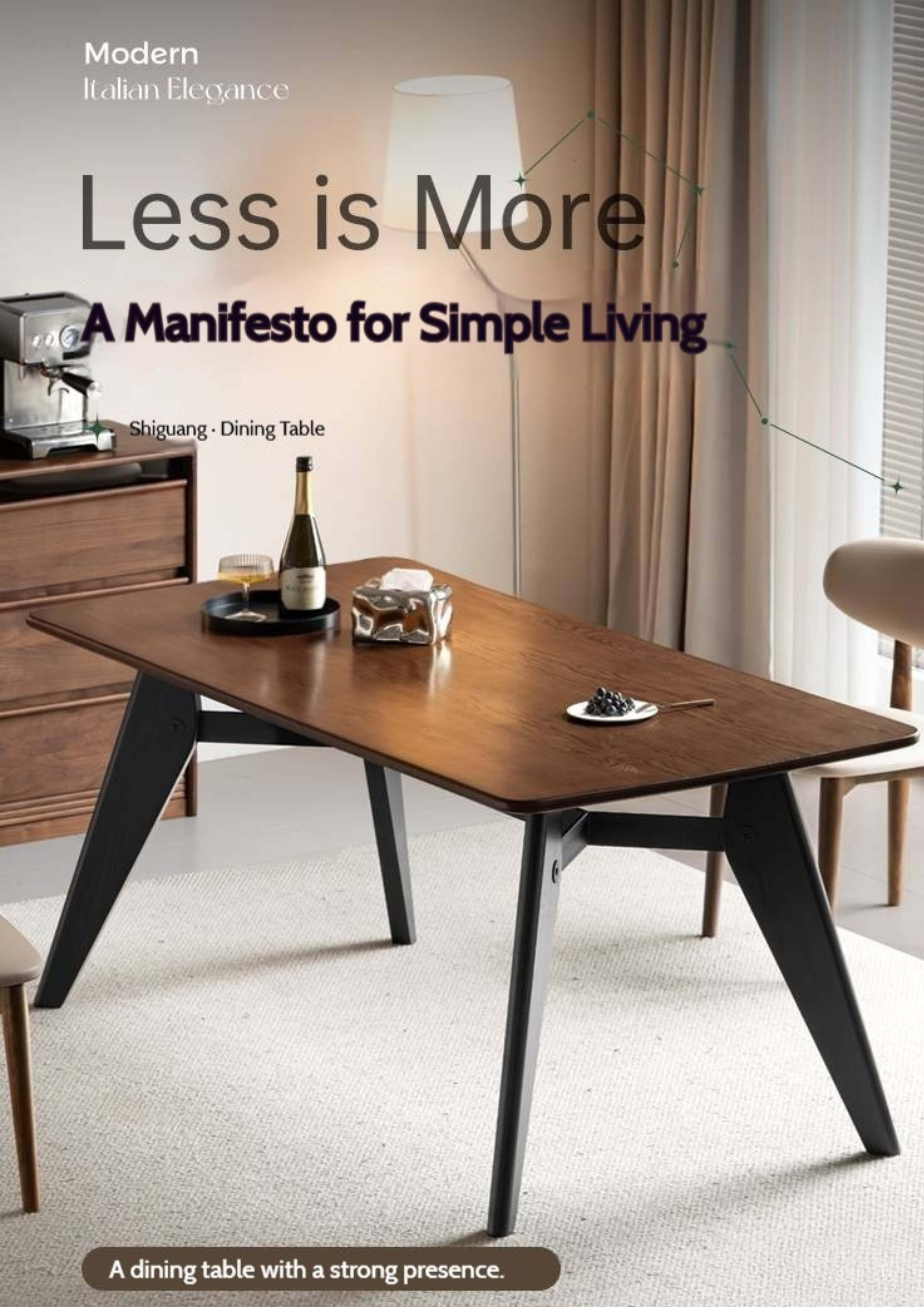 Oak Solid Wood Italian Light Luxury Dining Table