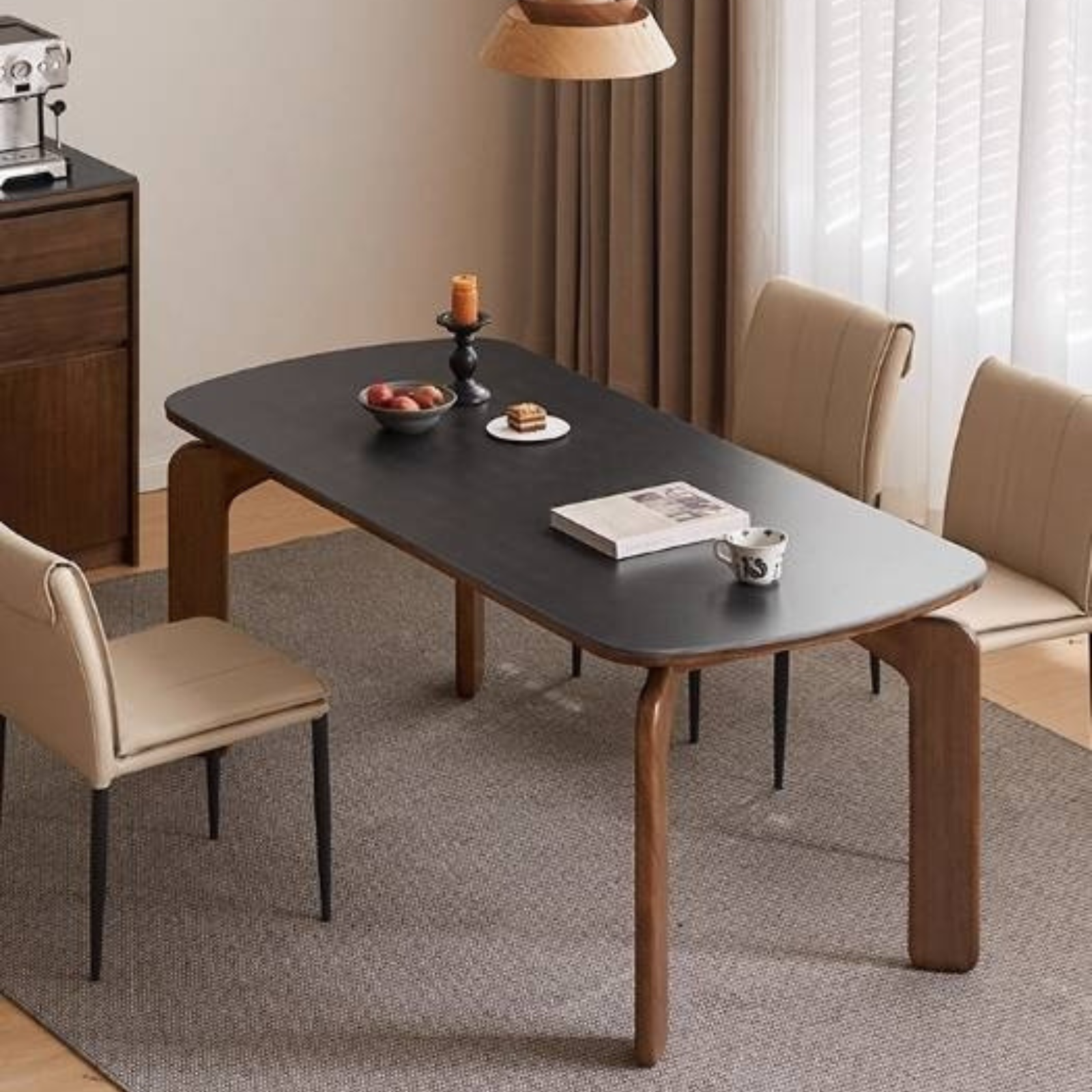 Sandalwood Solid Wood Rock Board Retro Antique Style Dining Table