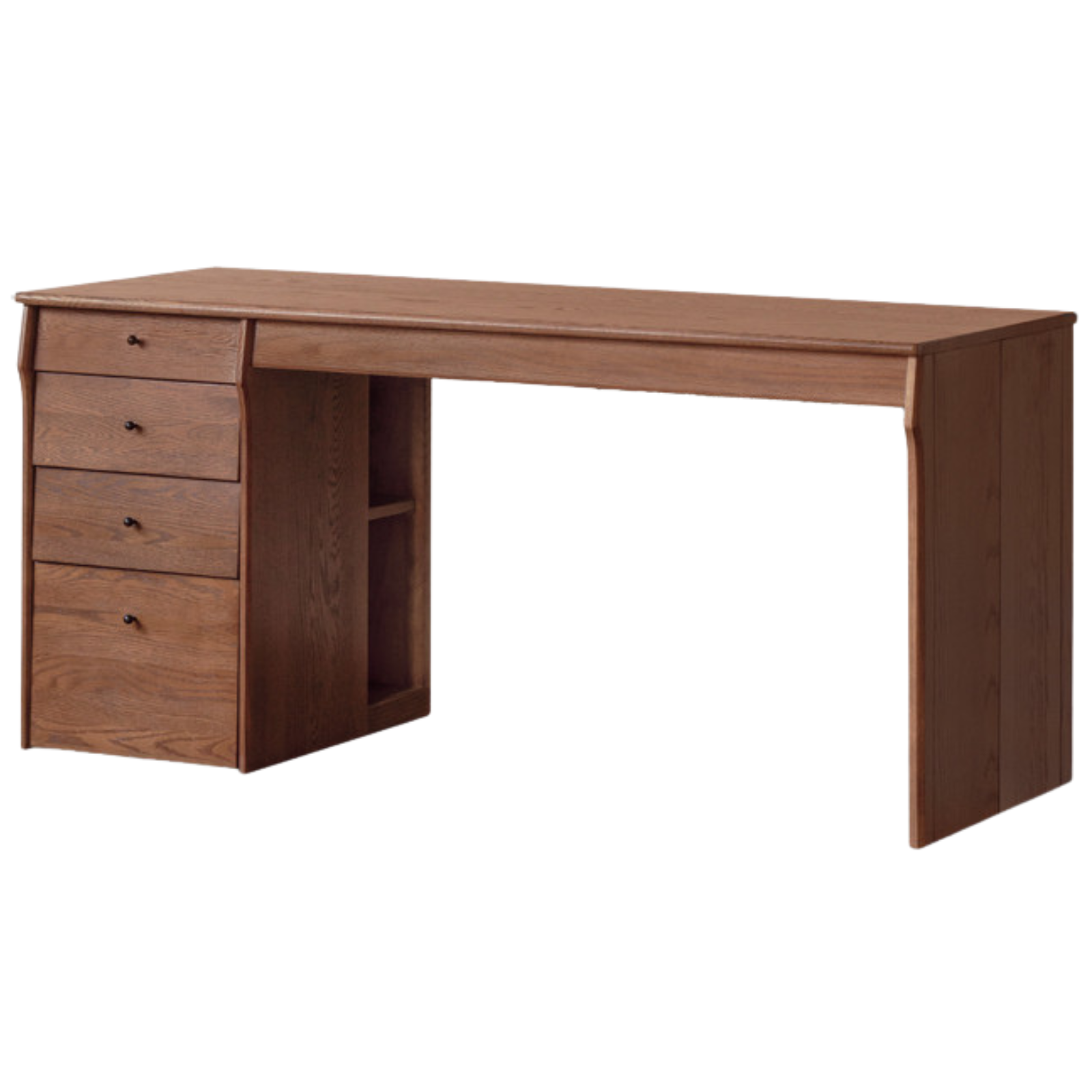 Oak Solid Wood Computer Desk With Shelf