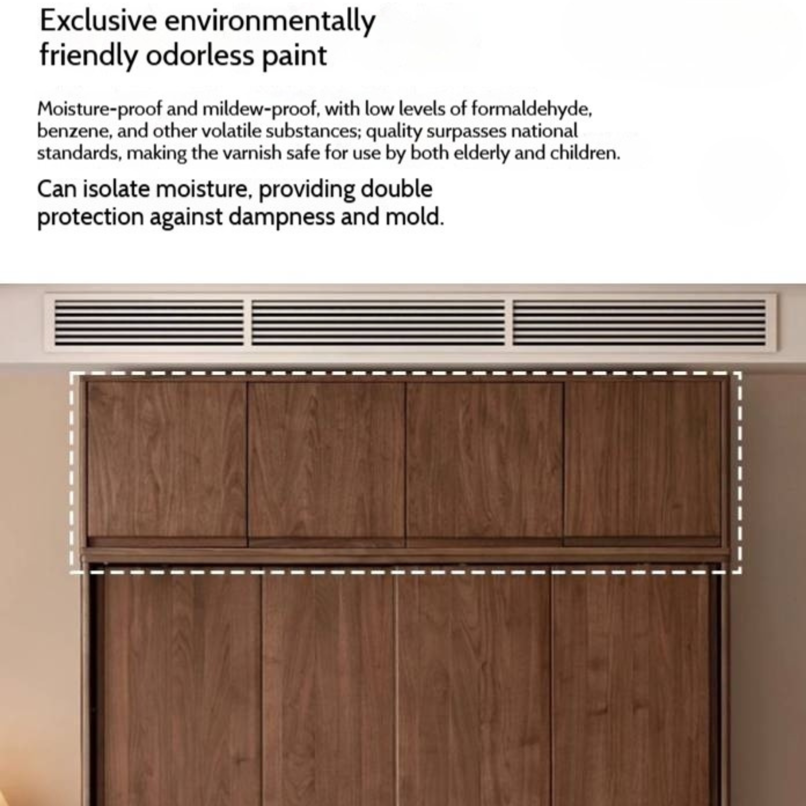 Black Walnut, Ash, Oak Solid Wood Light Luxury Wardrobe Top Cabinet