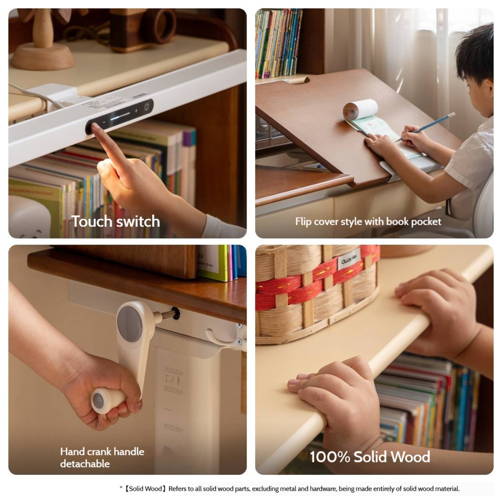 Solid Rubberwood Retro Style Children's Study Desk