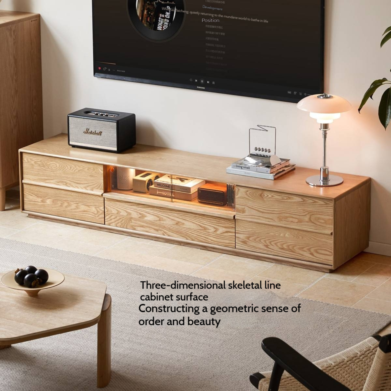 Ash Solid Wood Wabi-Sabi Style TV Cabinet
