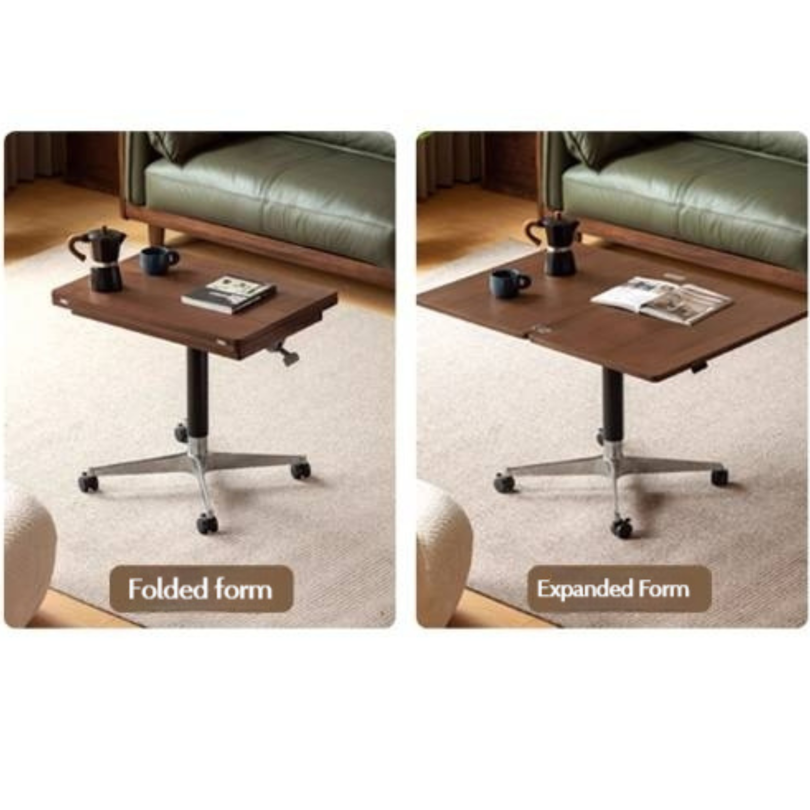 Black Walnut, Oak Solid Wood Folding Tea Table