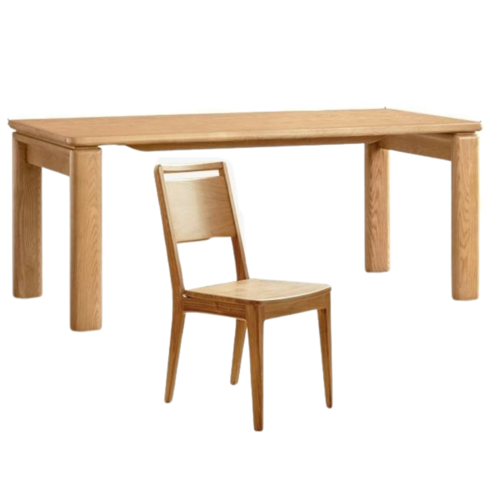 Ash Solid Wood Modern Log Style Dining Table
