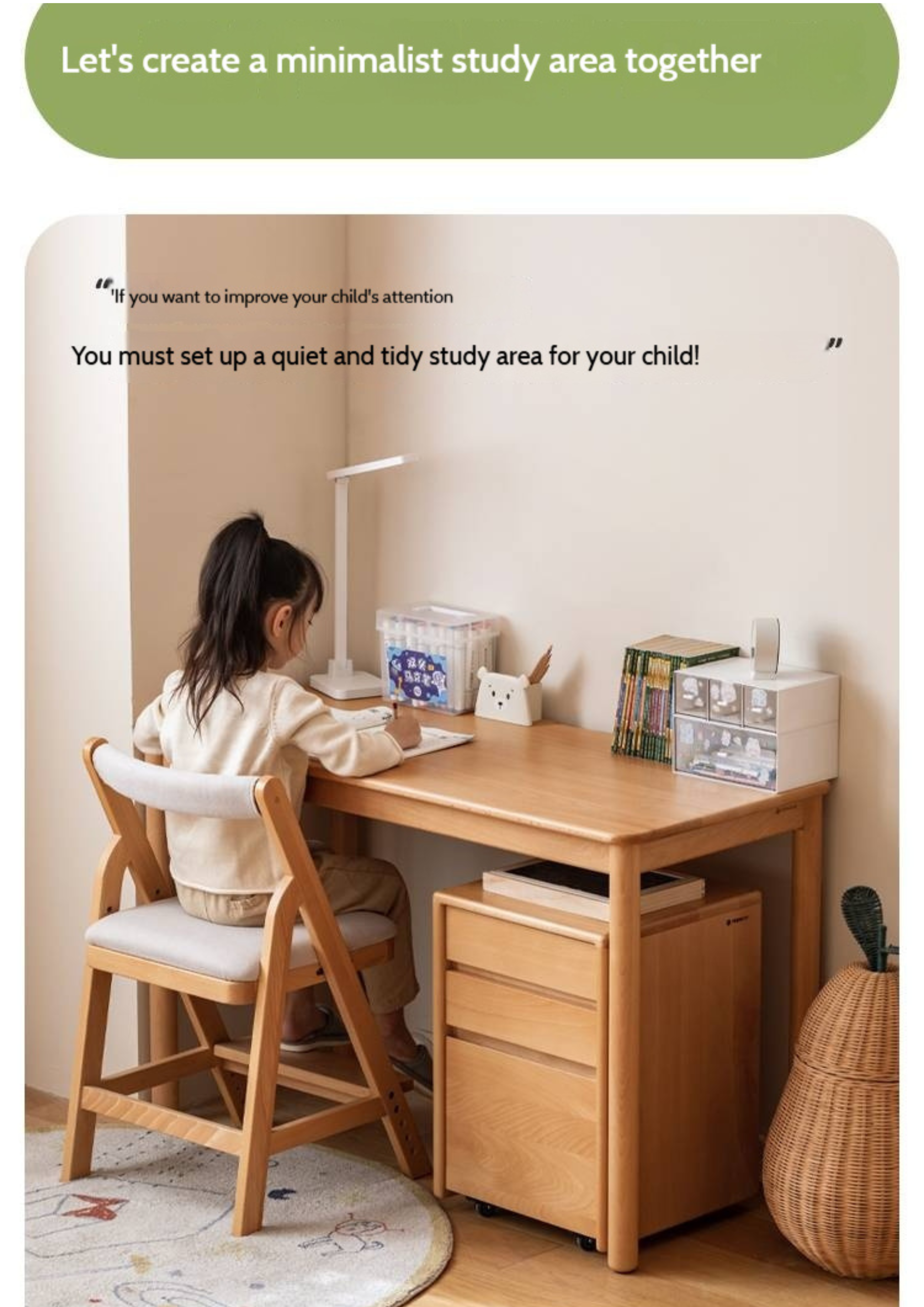 Beech Solid Wood Kids Study Table