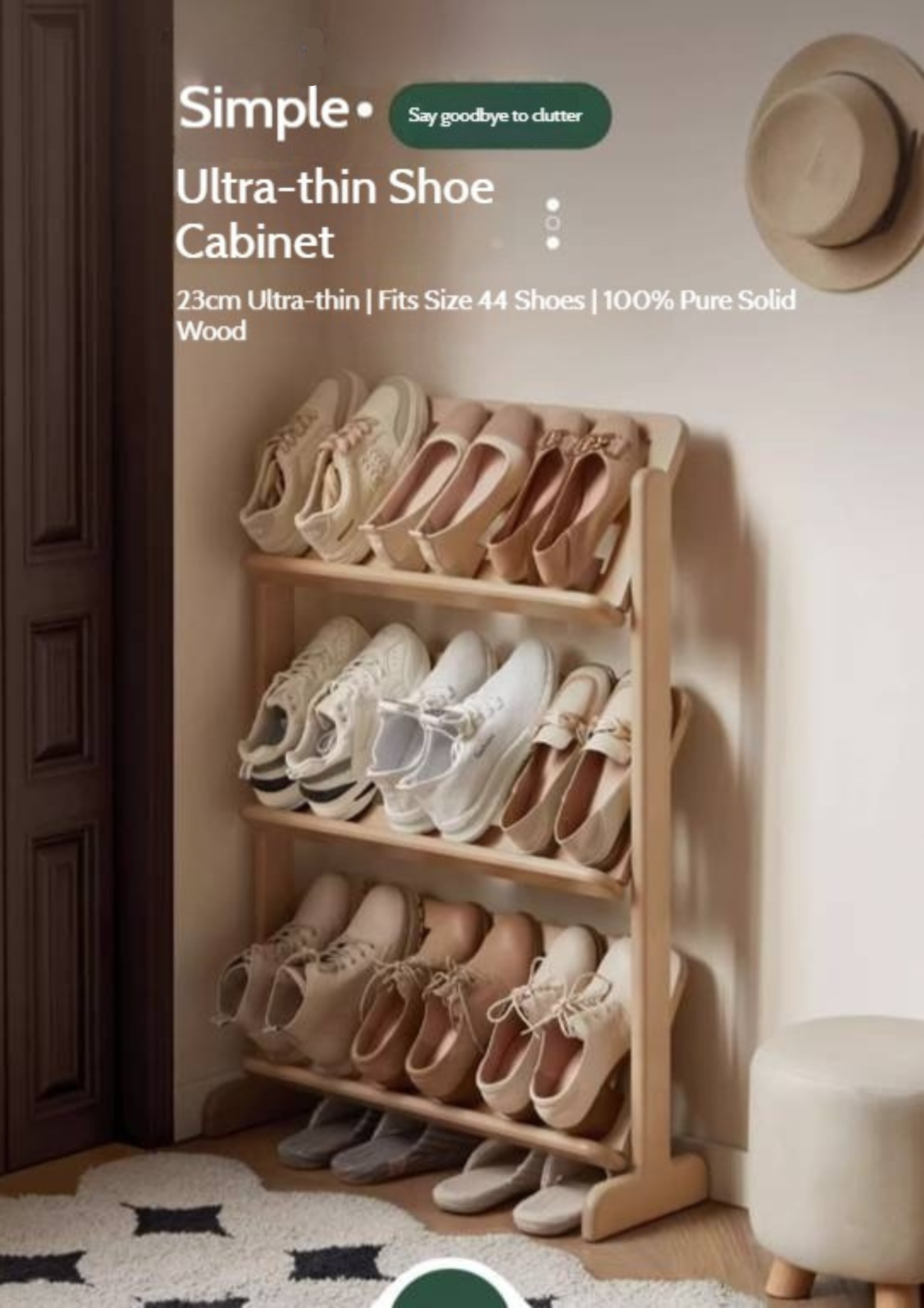 Birch, Beech Solid Wood Multi Layer Ultra Thin Shoe Racks