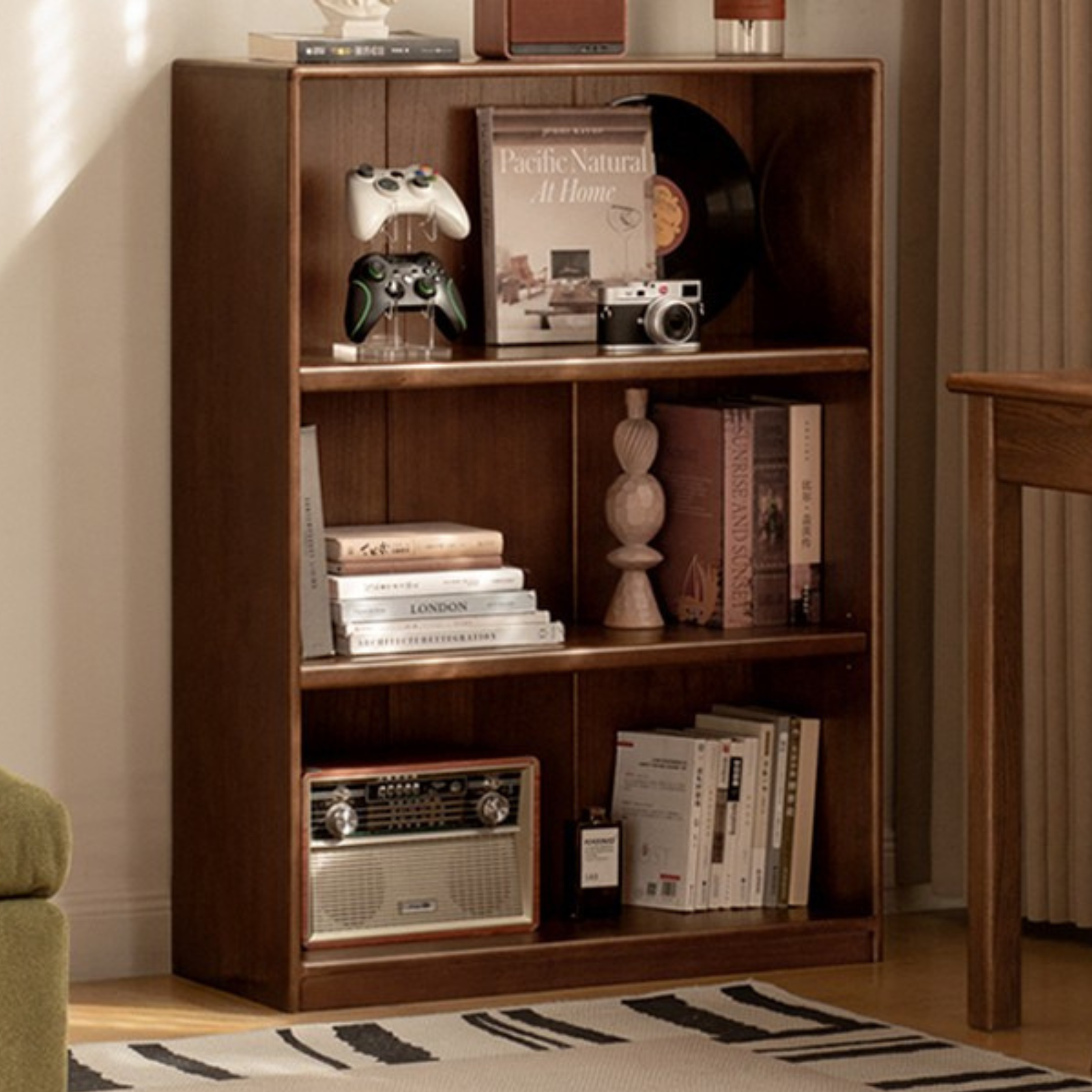 Solid Rubberwood Modern Bookcase