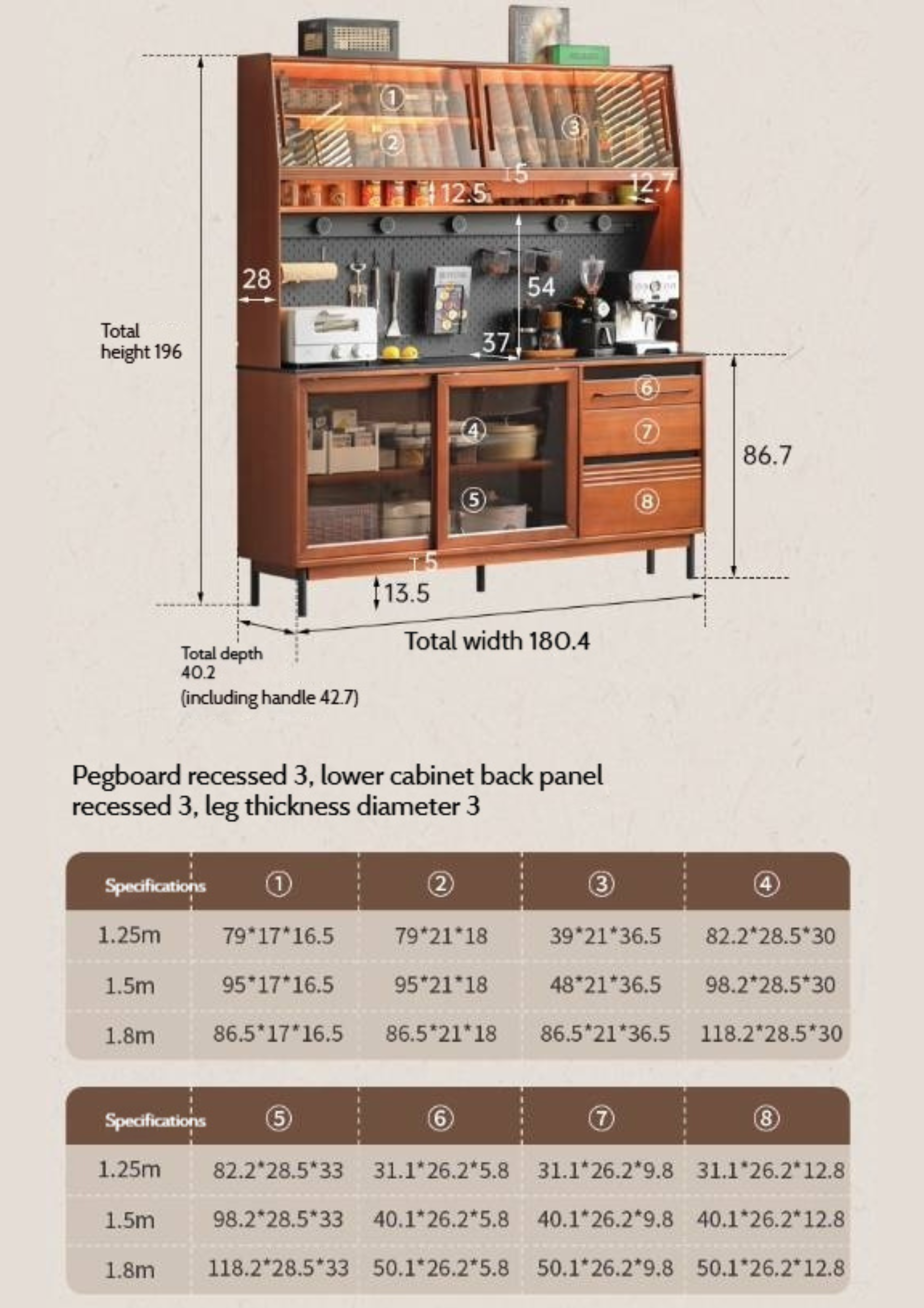 Poplar Solid Wood Antique Style Dining Cabinet