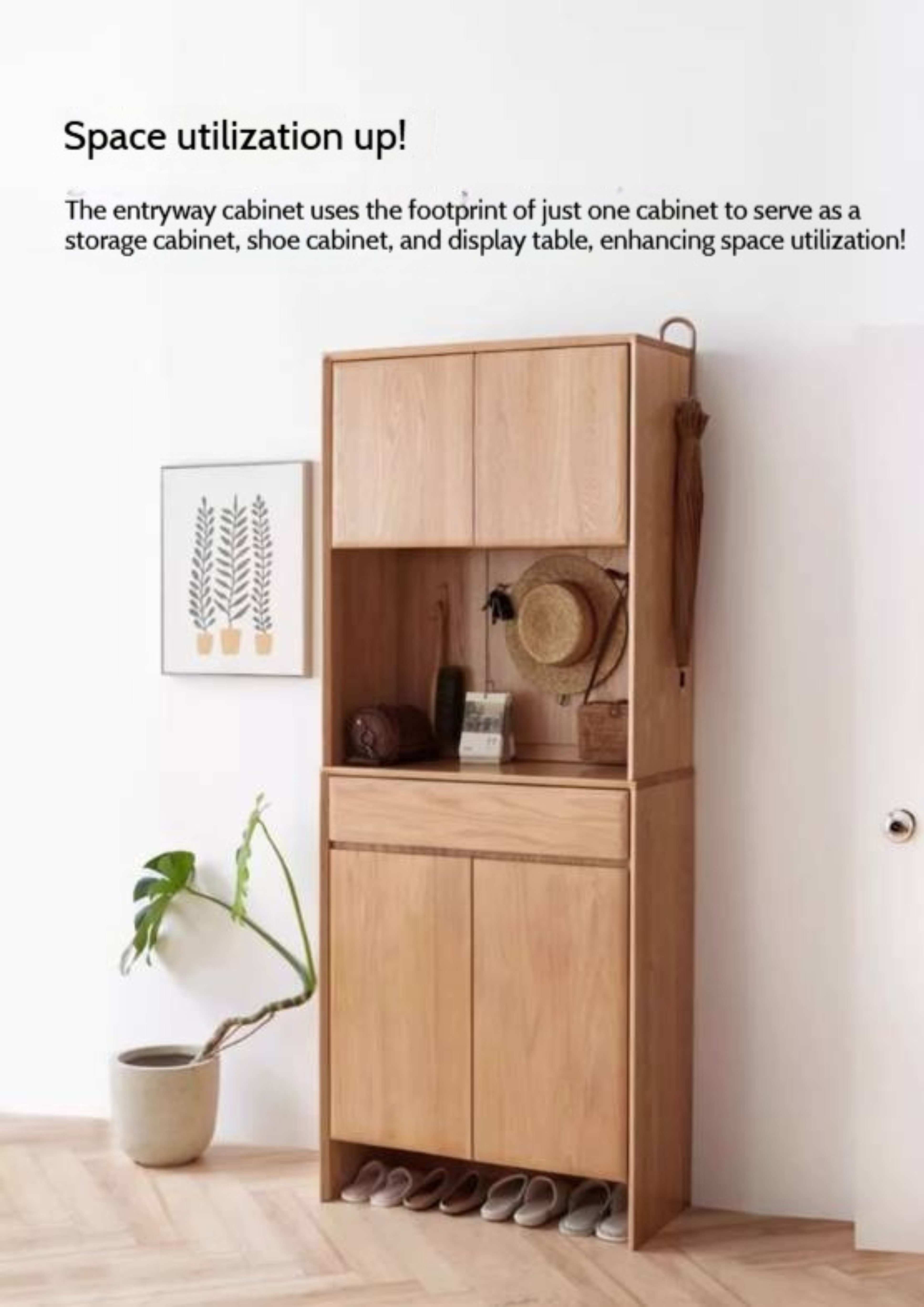 Oak Solid Wood Entrance Hall Cabinet Shoe