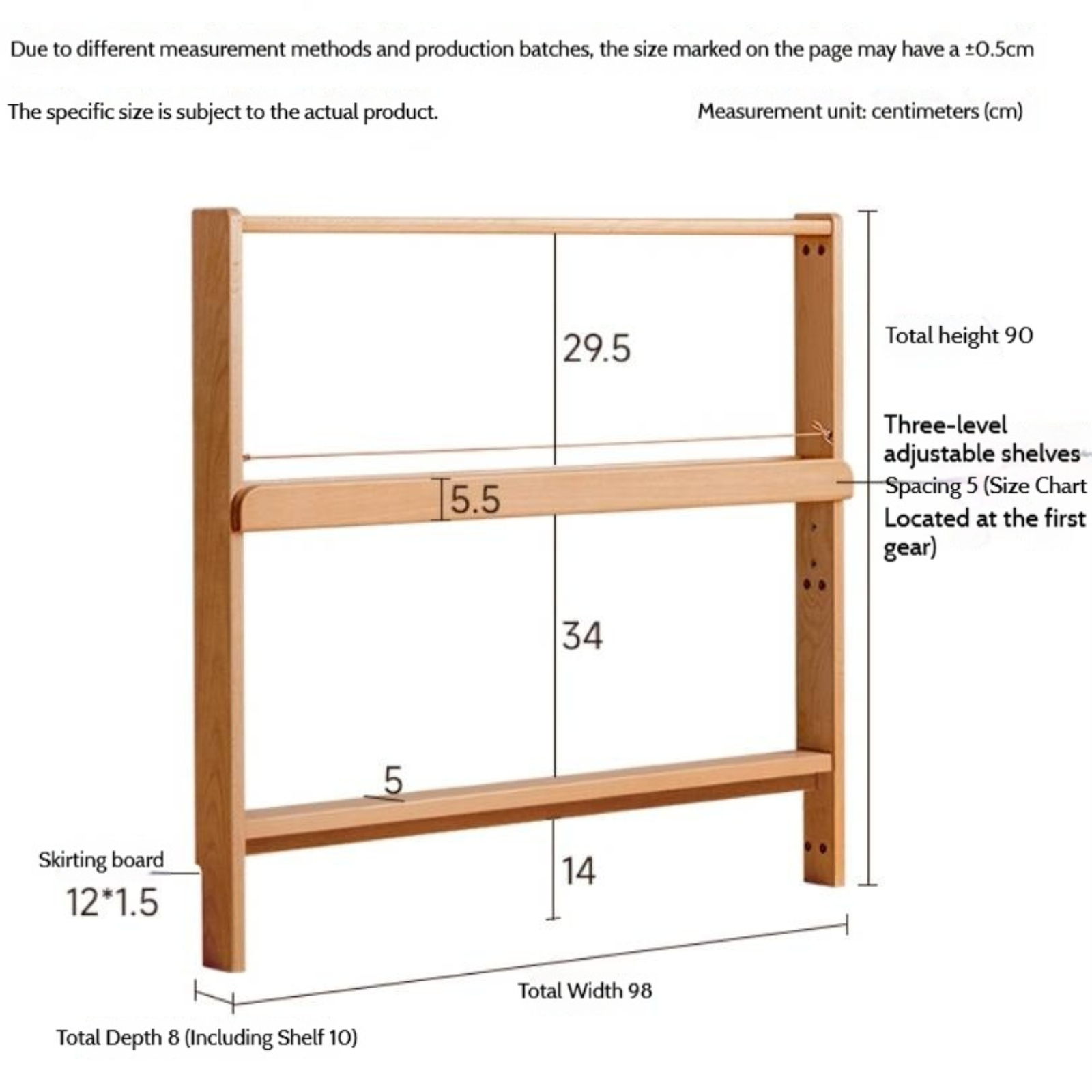 Beech Solid Wood Children's Bedside Miniature Bookshelf