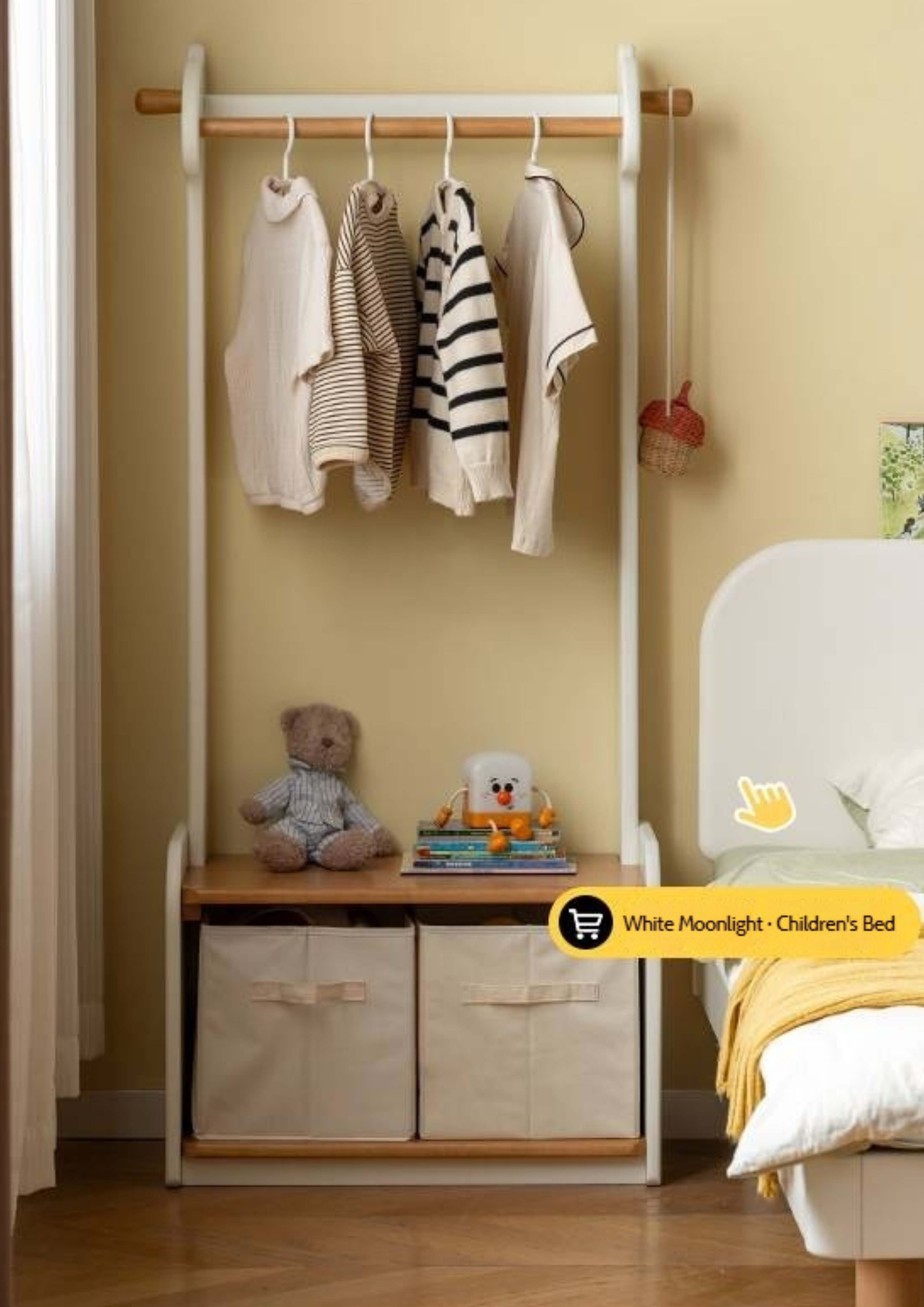Beech, Solid Rubberwood Children's Clothing Rack