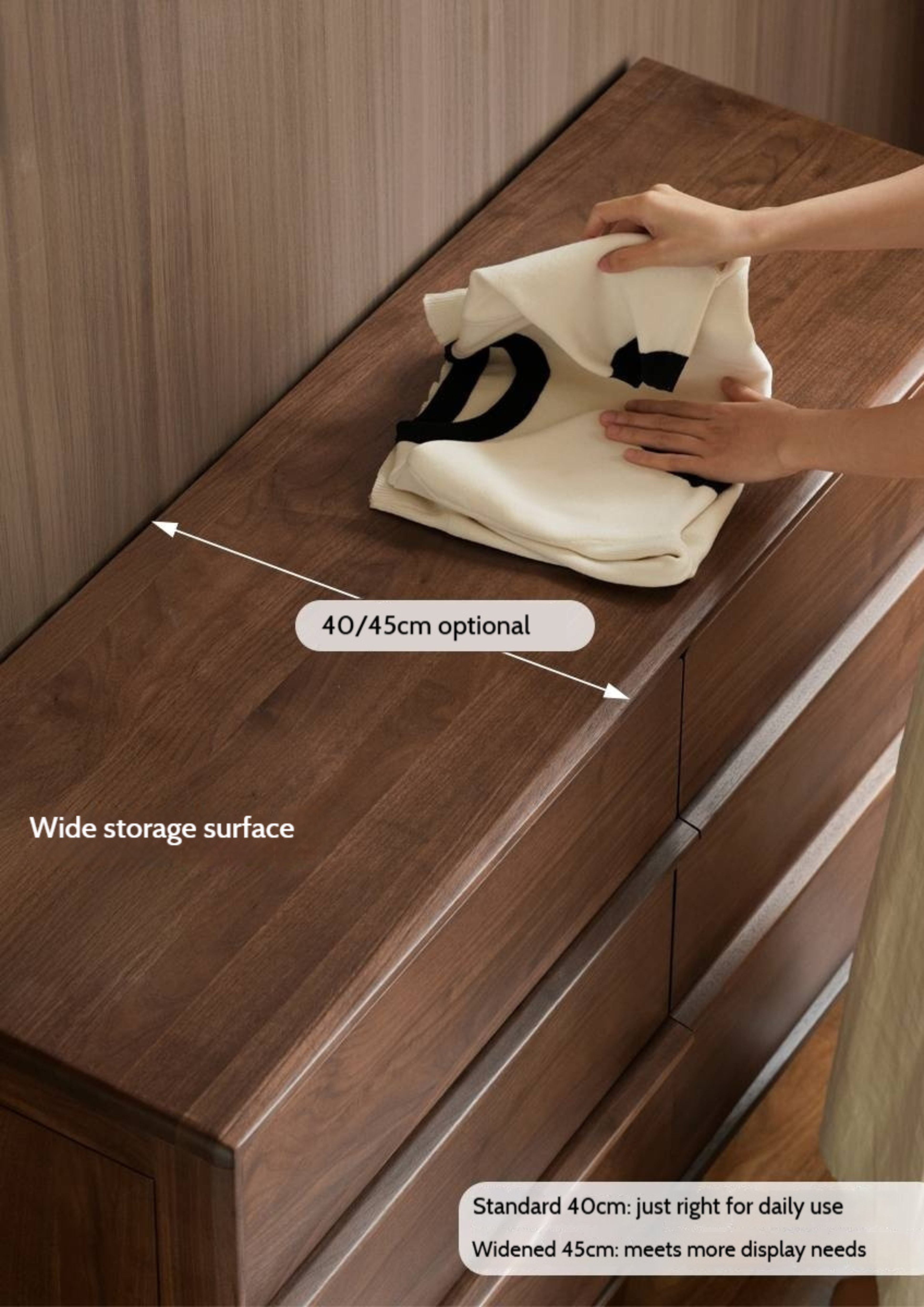 Black Walnut Solid Wood Cabinet Italian Light Luxury Chest of Drawers