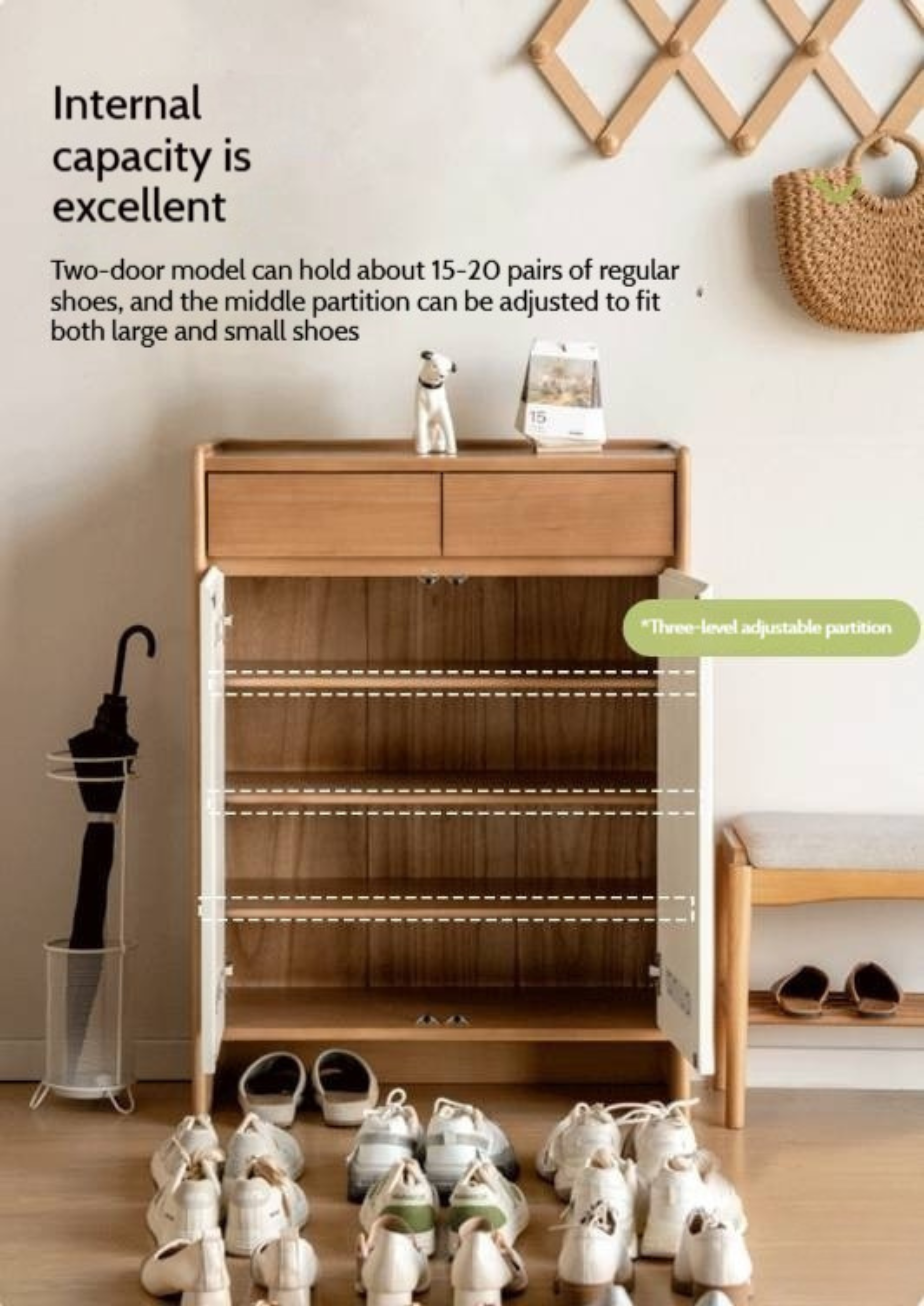 Poplar Solid Wood Shoe Cabinet