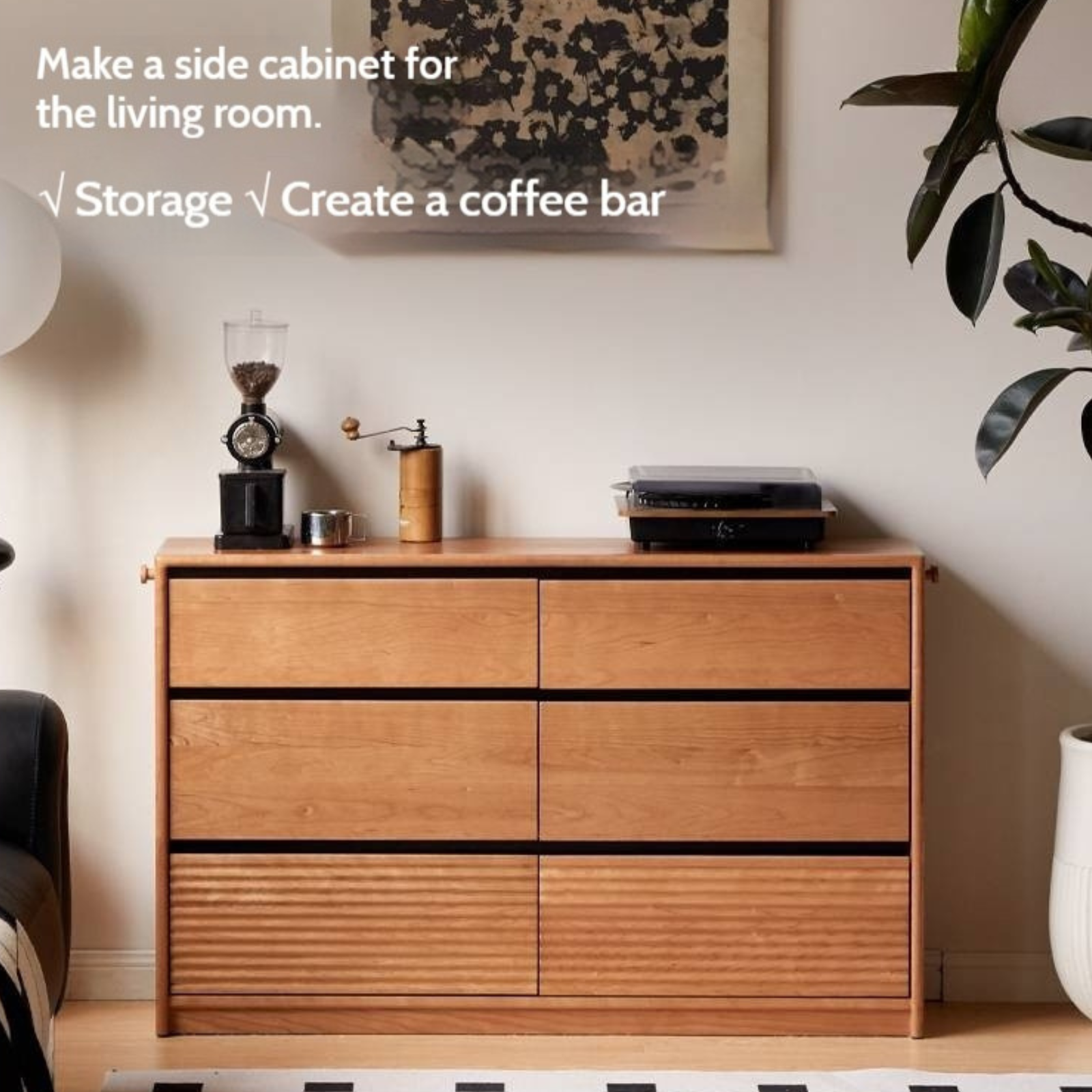 Cherry Solid Wood Retro Six-Drawer Chest