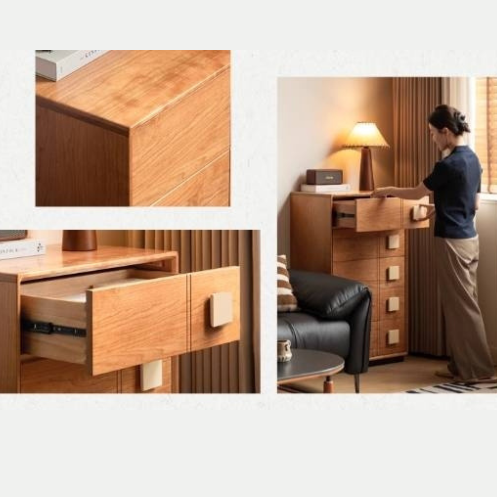 Cherry Solid Wood Retro Five-Drawer Chest