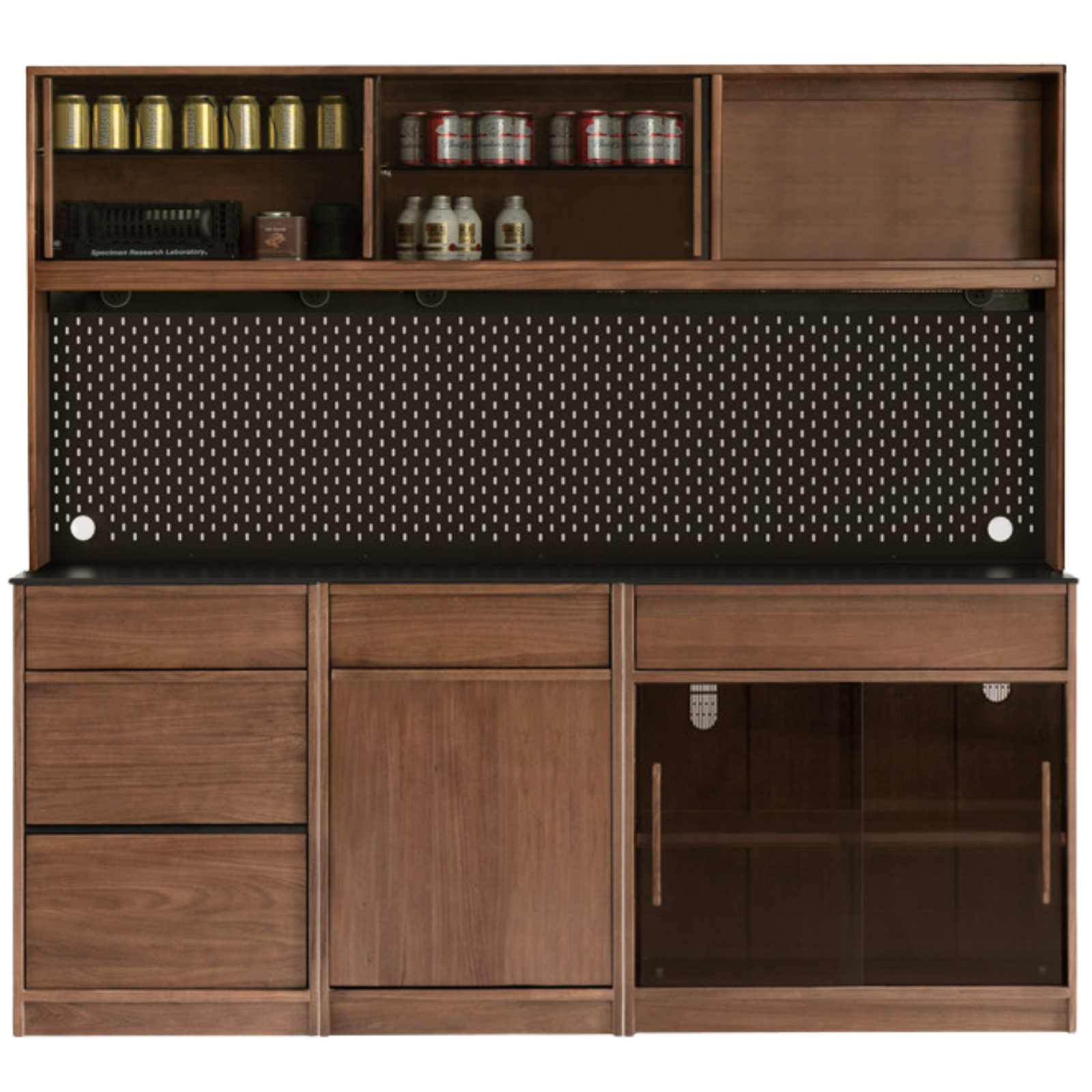 Black Walnut, Ash Solid Wood Light Luxury Style Rock Board Sideboard