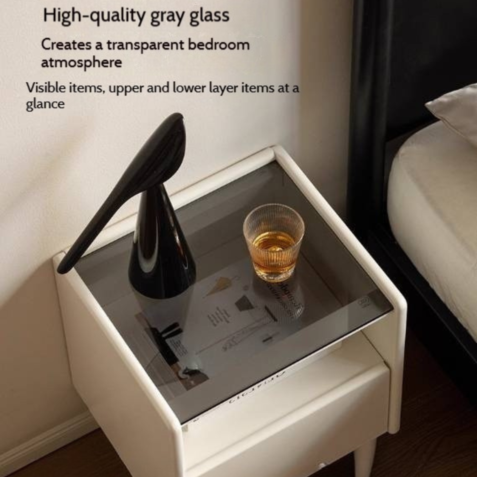 Solid Rubberwood Modern Nightstand