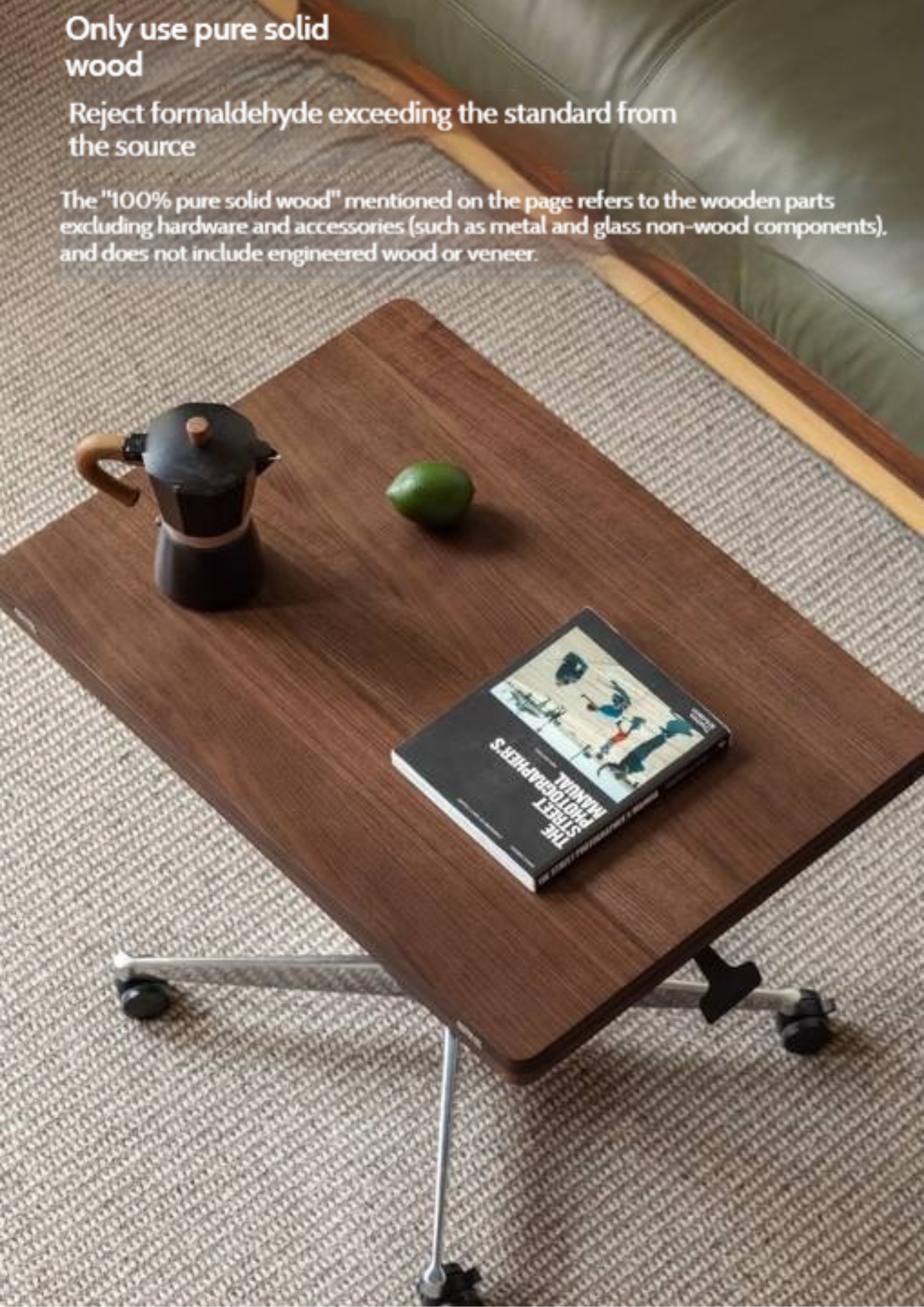Black Walnut, Oak Solid Wood Folding Tea Table