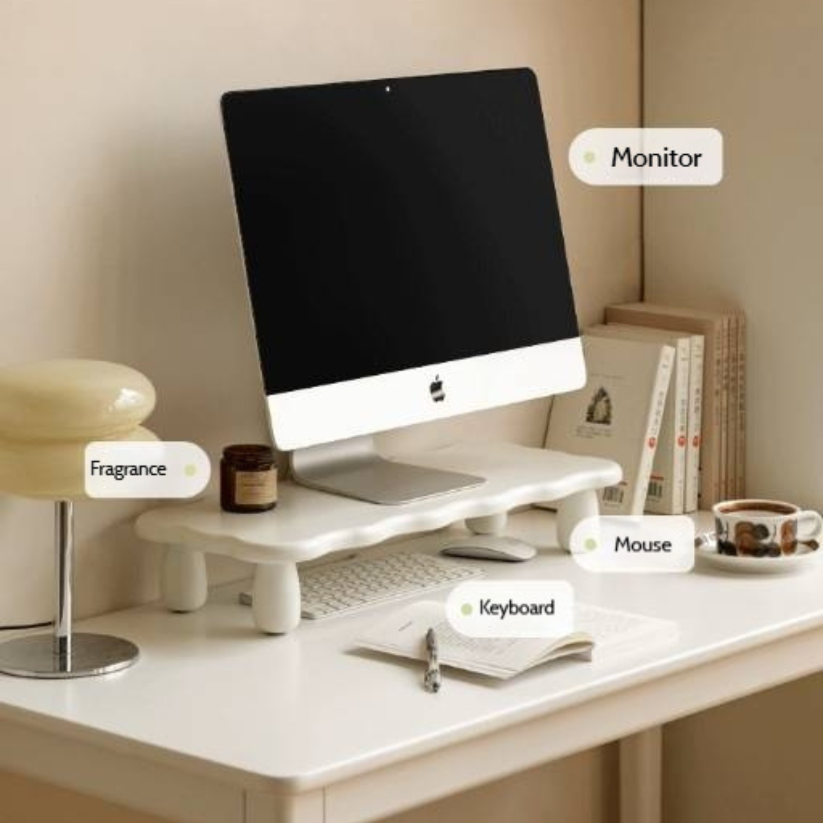 Tulipwood Solid Wood Computer Desktop, Storage Rack