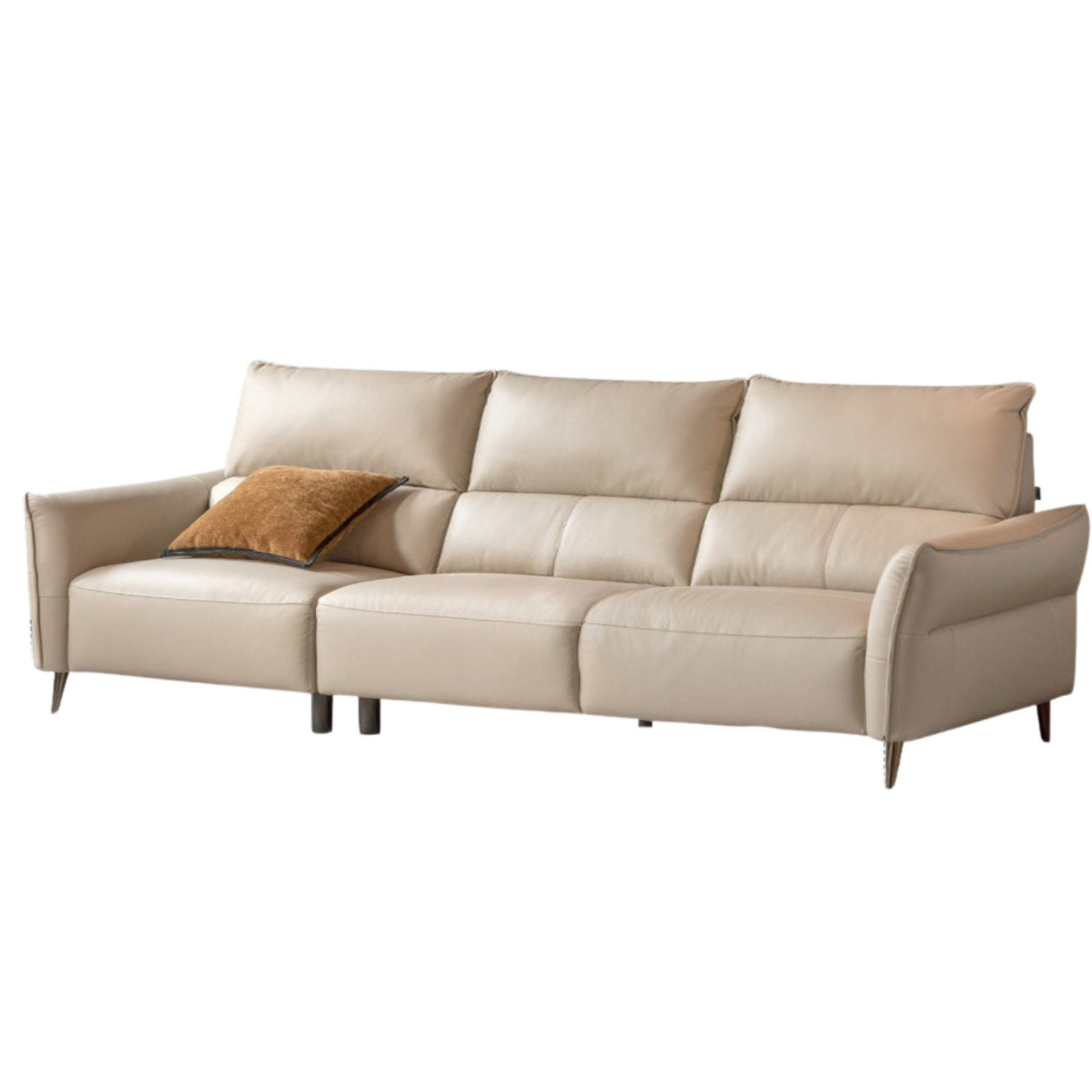 Genuine Top Grain Leather Modern Sofa, Clean Line Contemporary Design