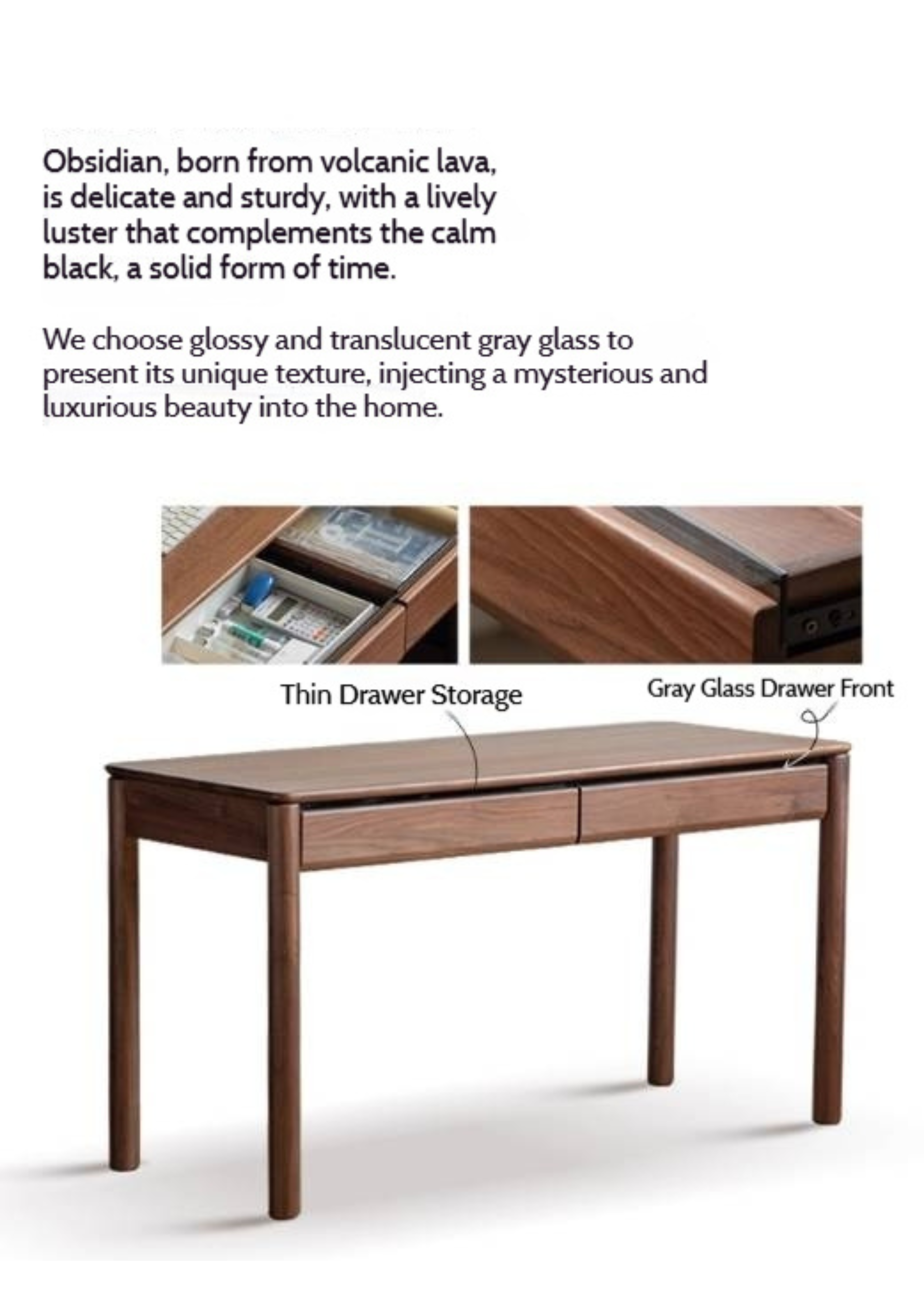 Black Walnut Solid Wood Luxury Office Desk