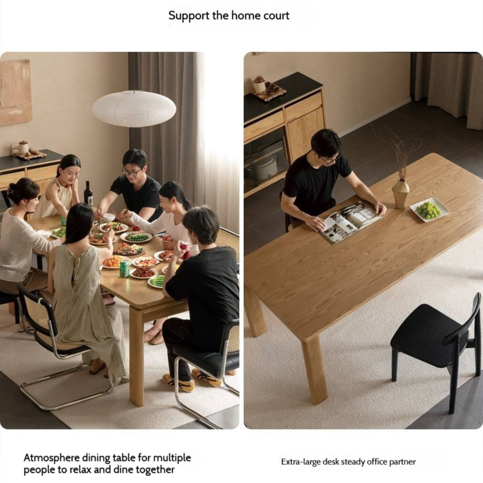 Ash Solid Wood Modern Log Style Dining Table