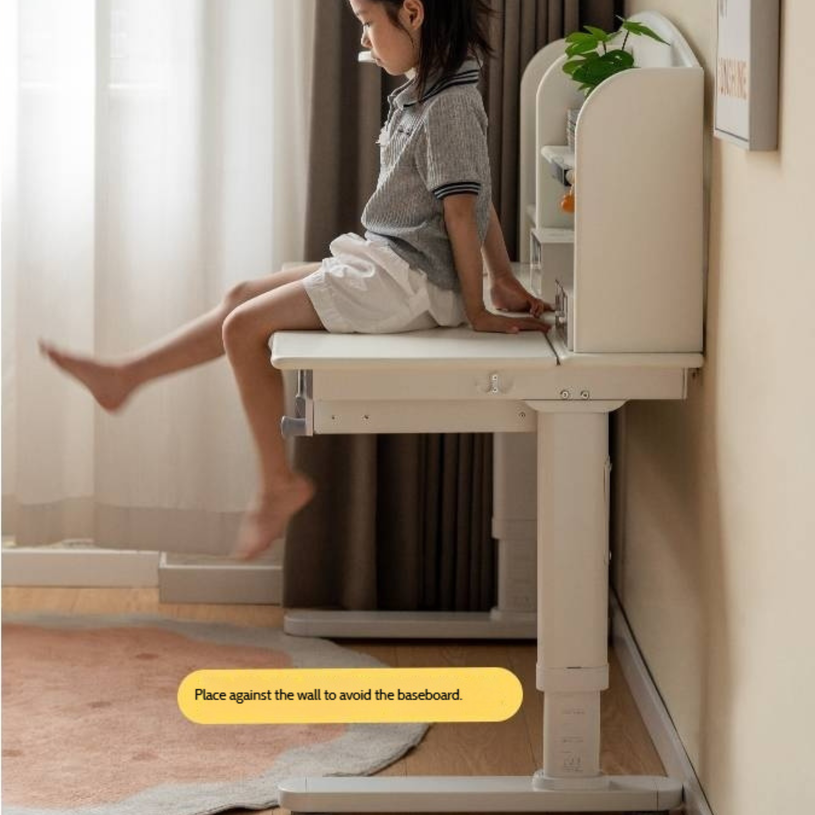 Solid Rubberwood Cream Style Children's Learning Desk