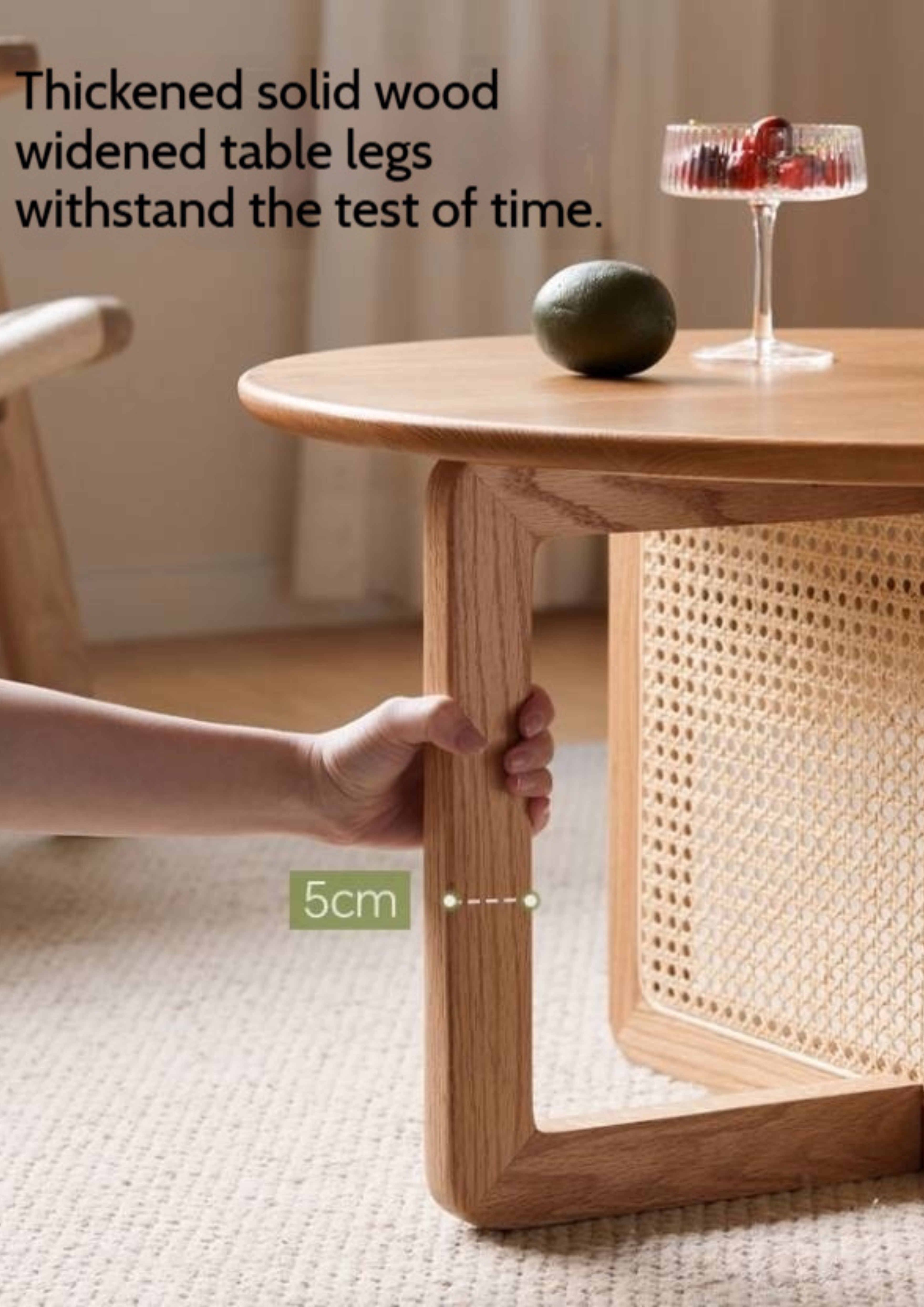 Oak Solid Wood Modern Rattan Coffee Table