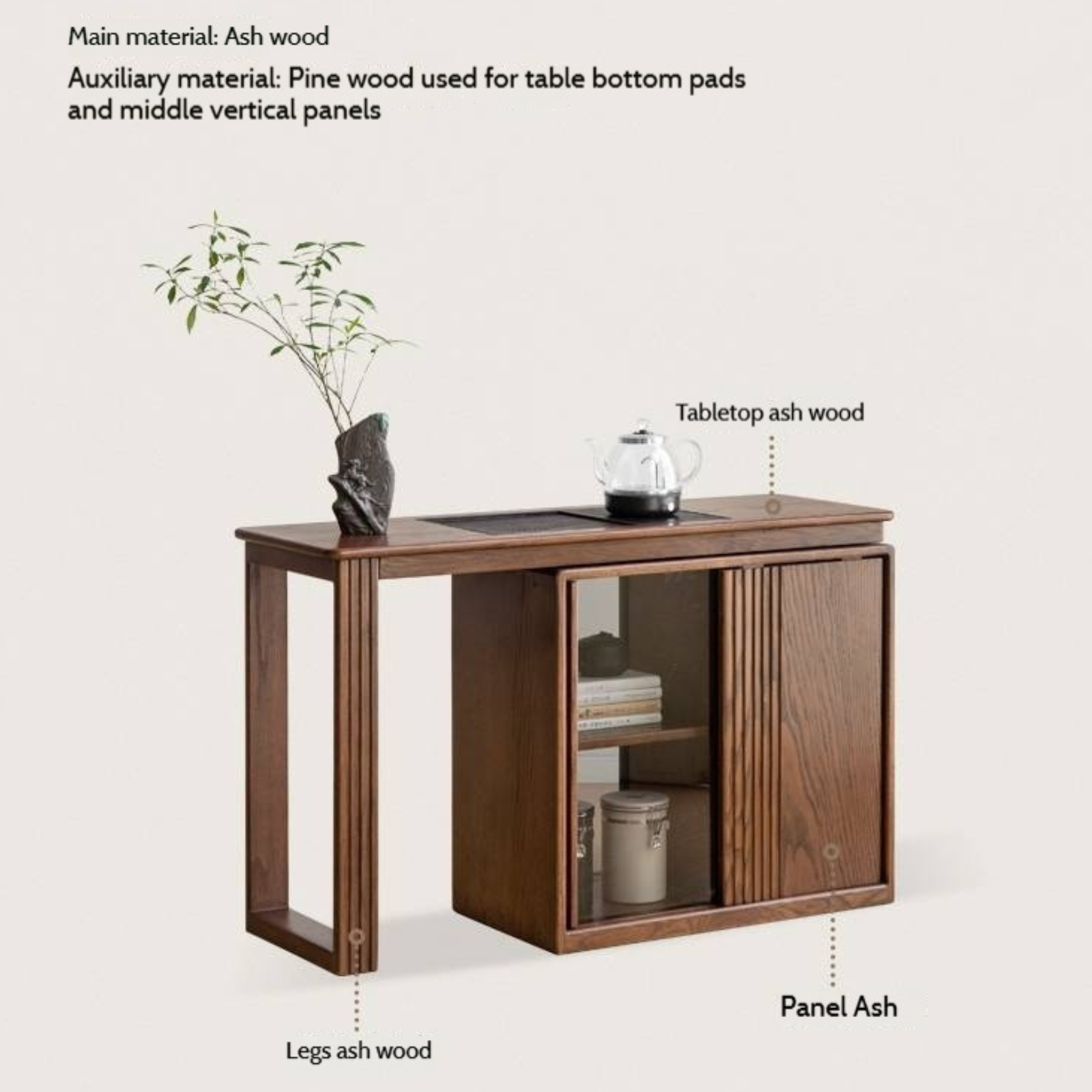 Pine Solid Wood Retractable Tea Table