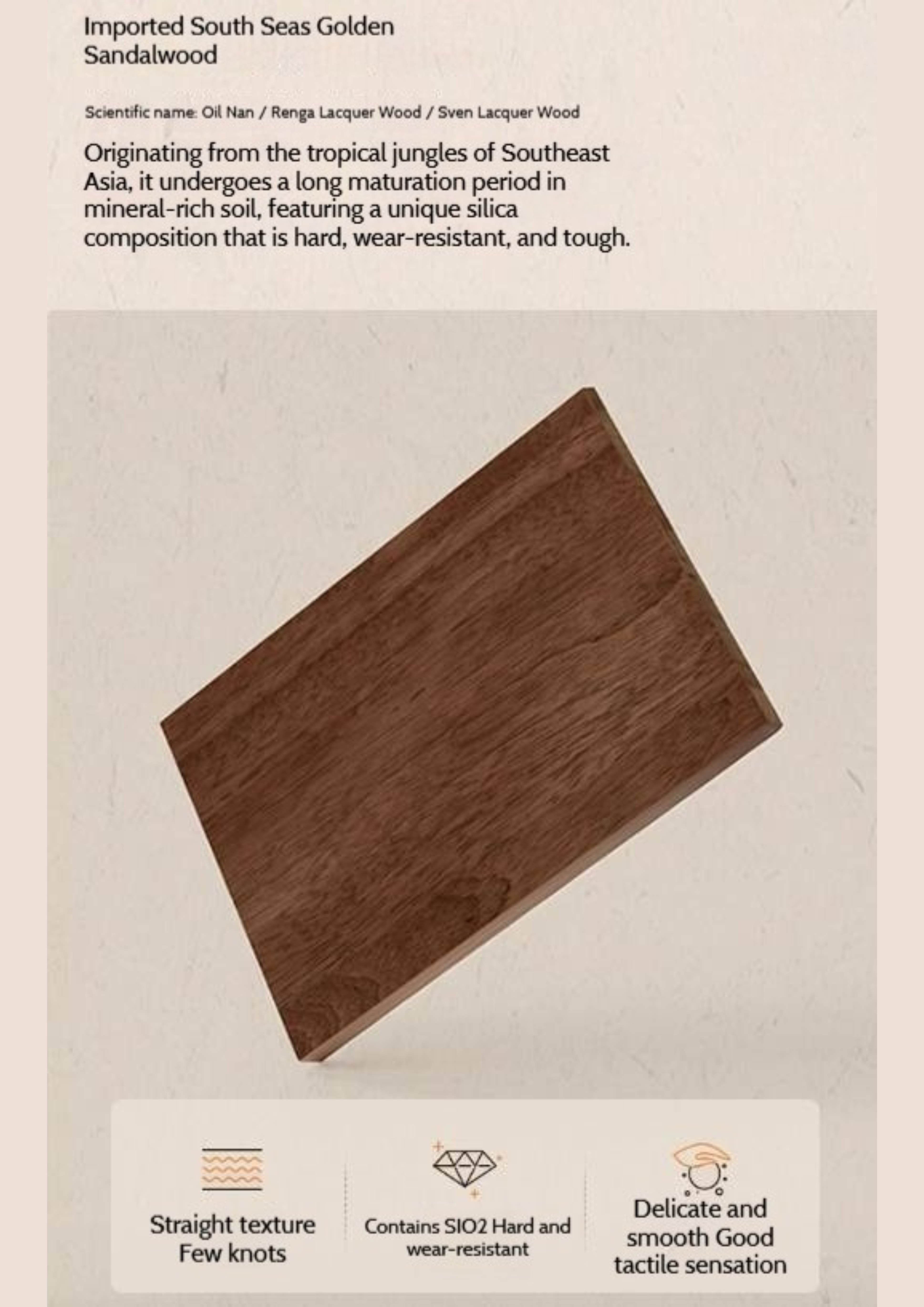 Sandalwood Solid Wood Rock Board Retro Antique Style Dining Table