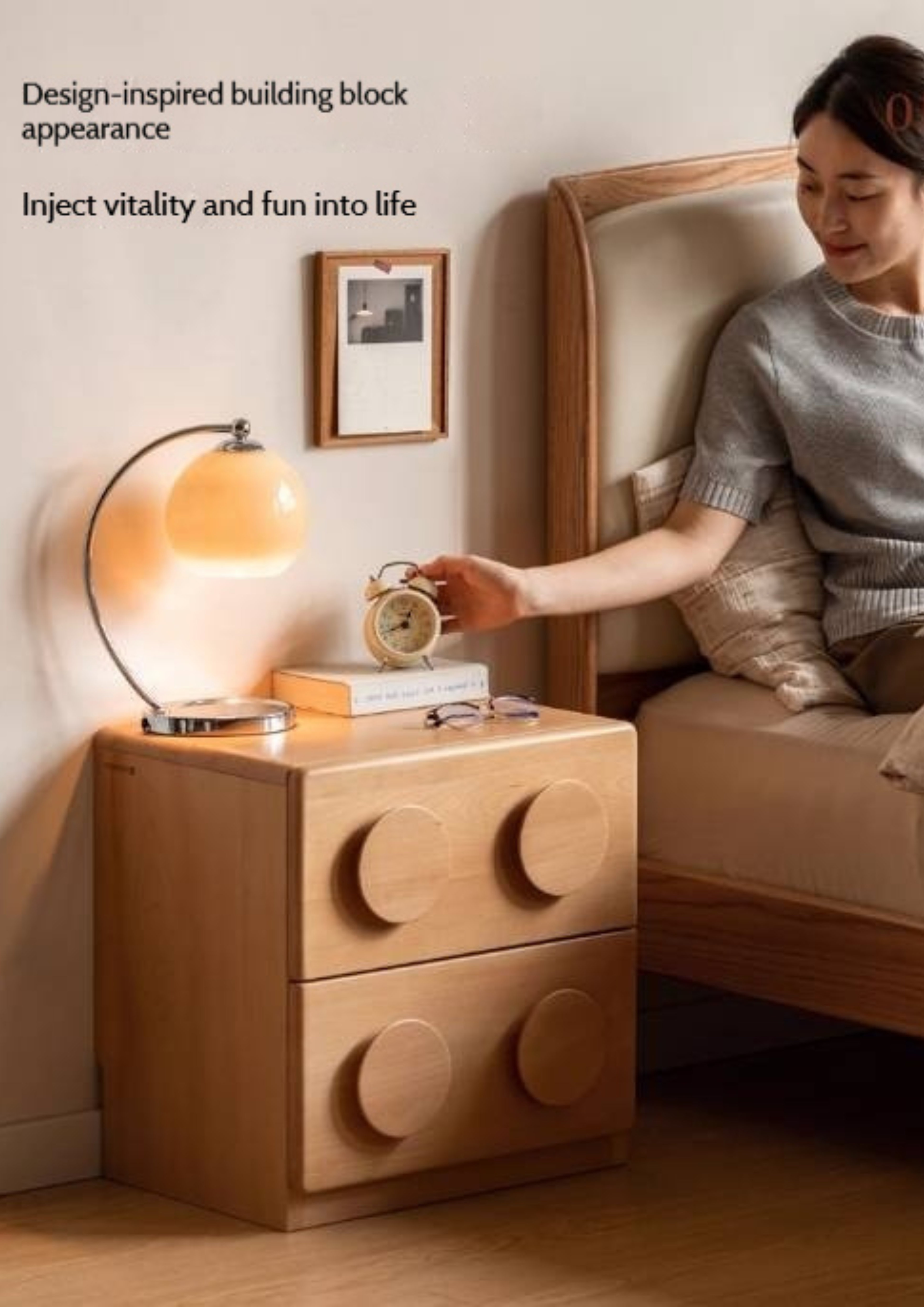 Beech Solid Wood Log Style Nightstand