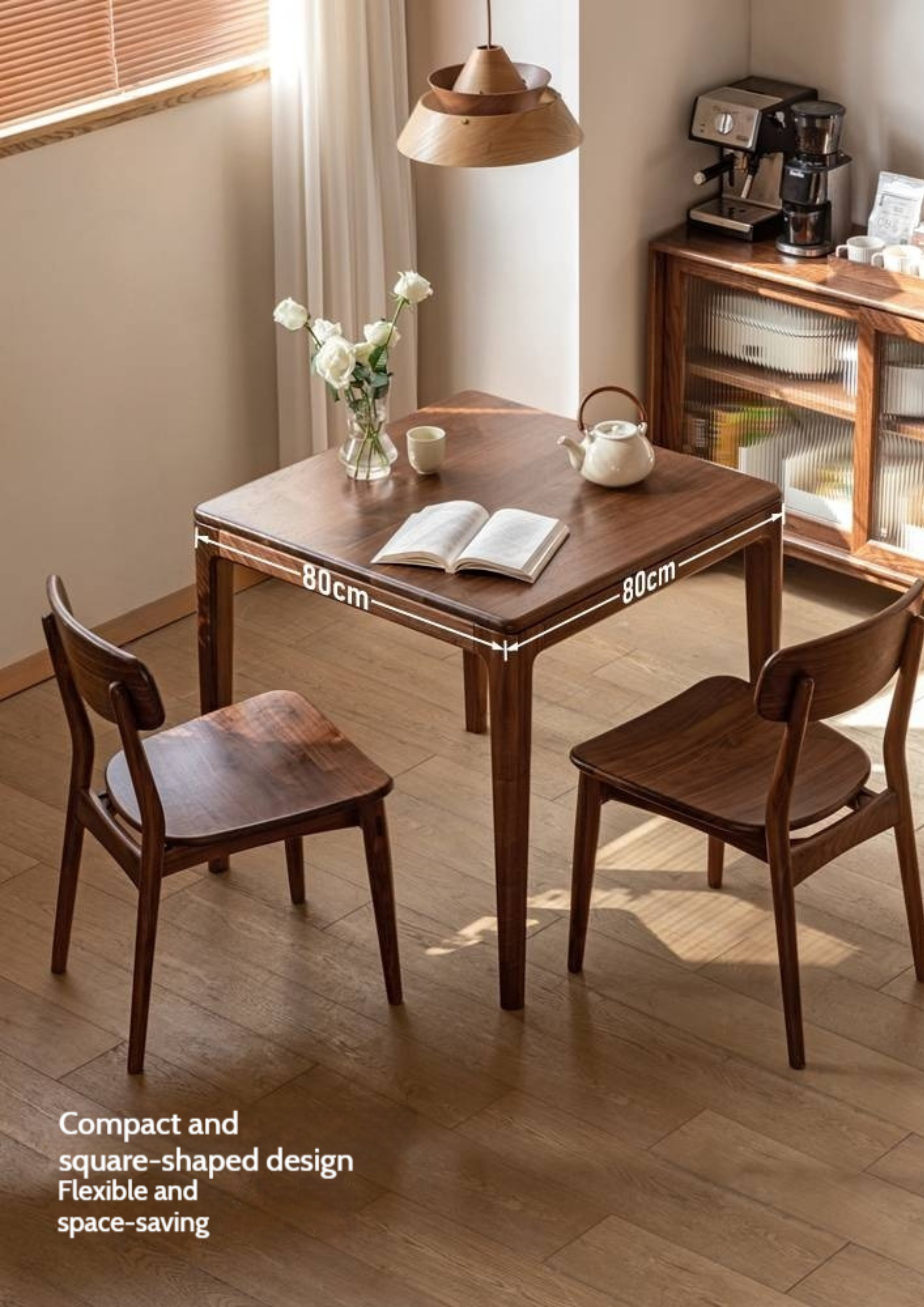 Black Walnut, Oak Solid Wood Modern Rock Board Dining Table