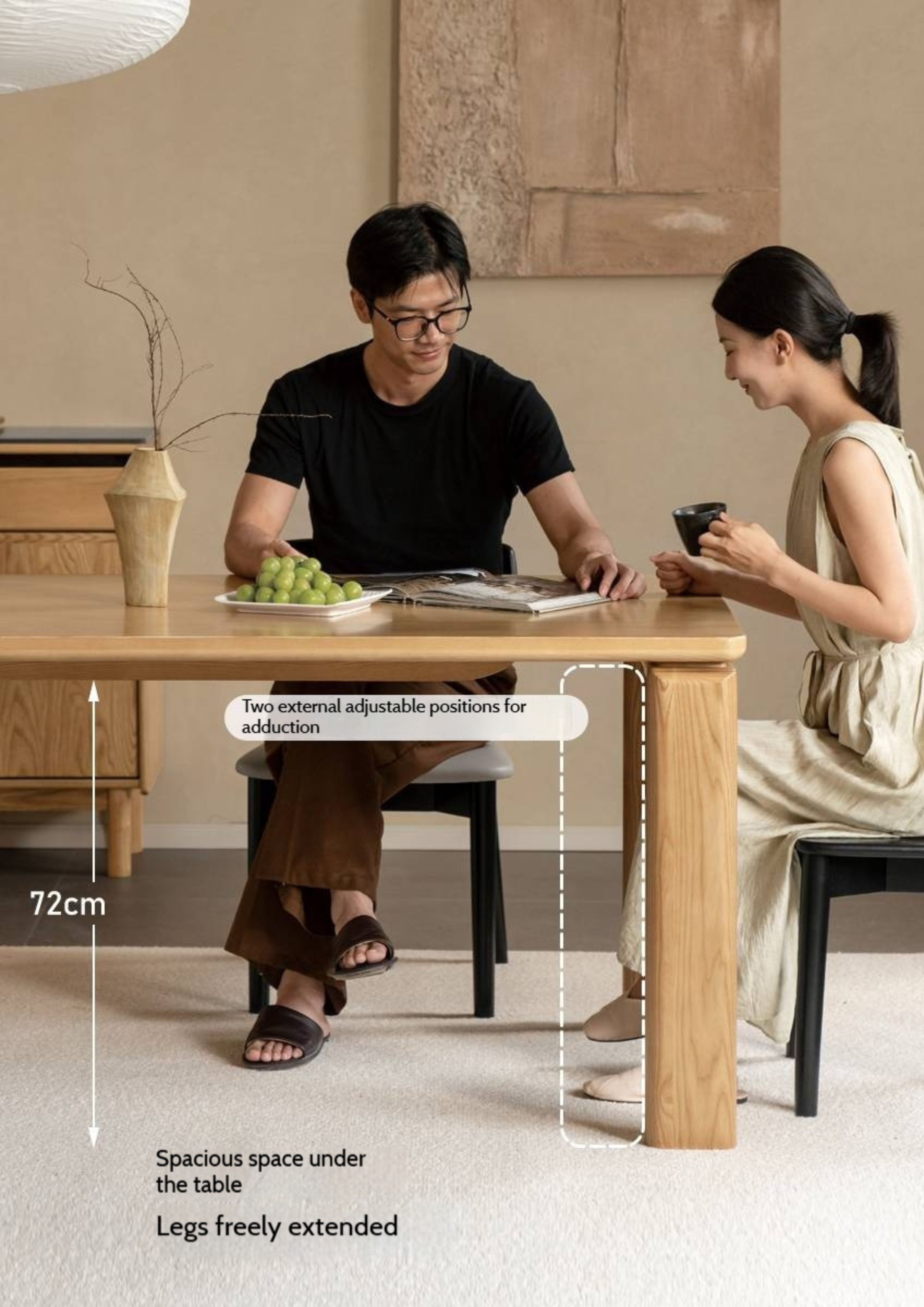 Ash Solid Wood Modern Log Style Dining Table