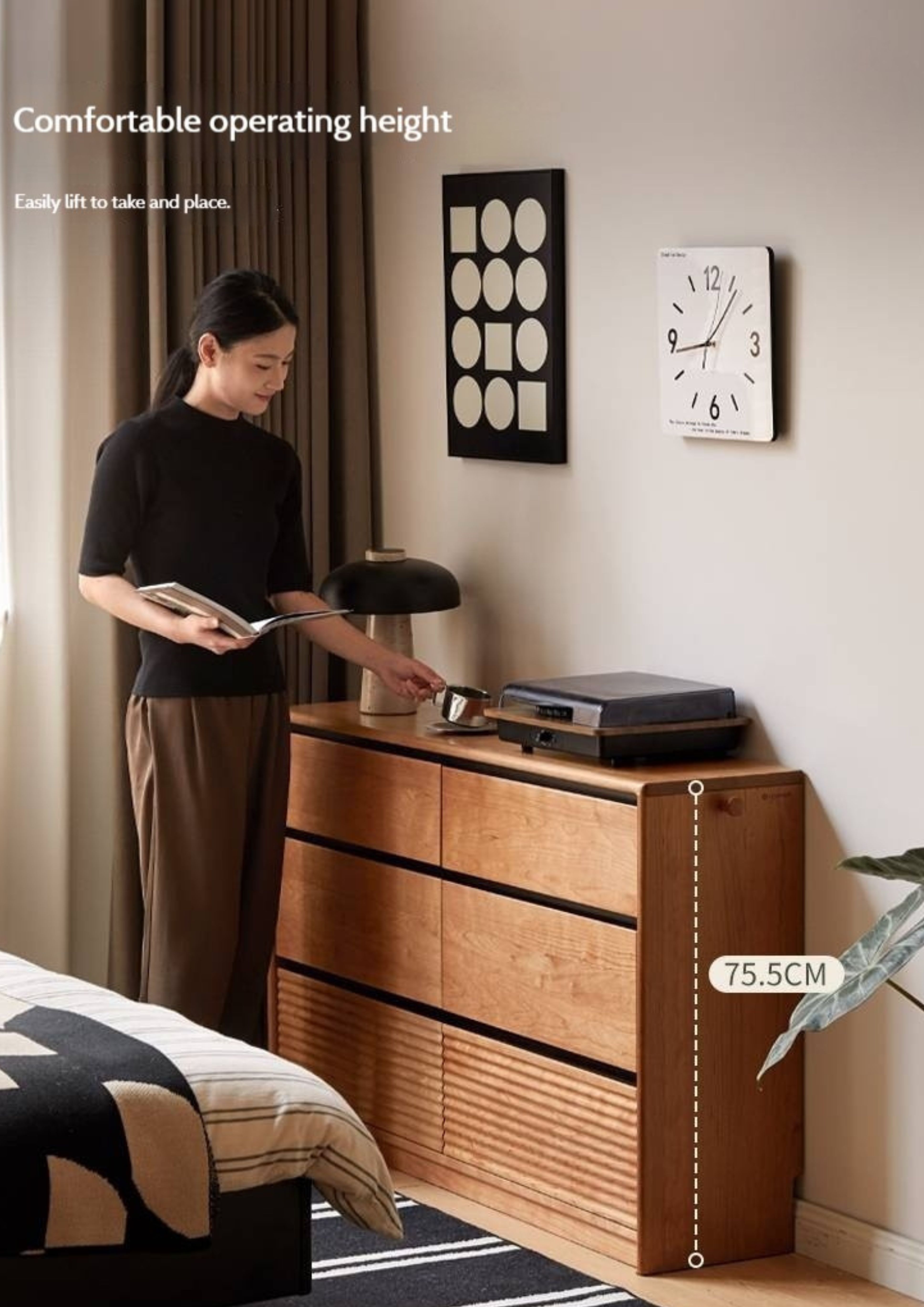 Cherry Solid Wood Retro Six-Drawer Chest
