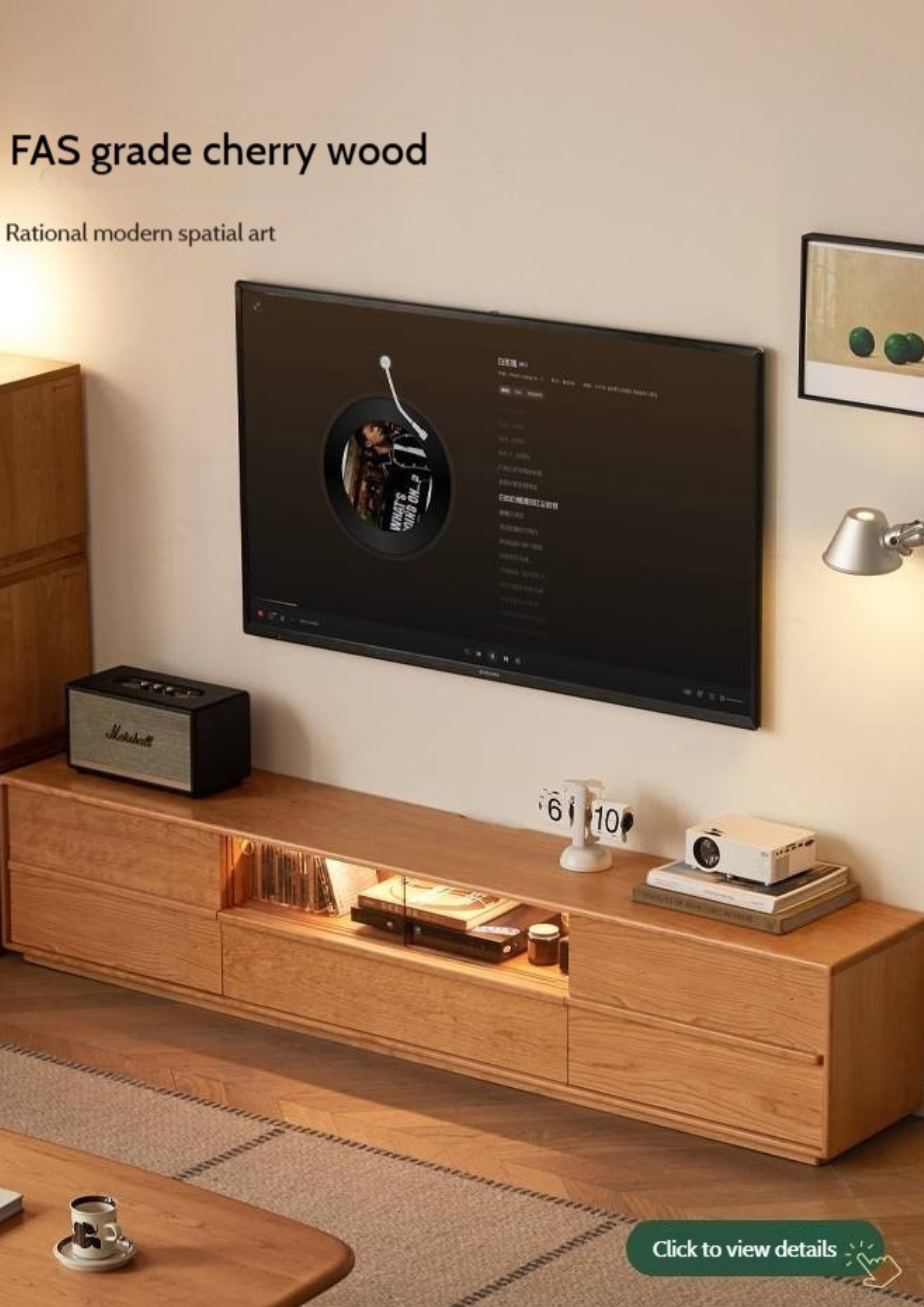 Ash Solid Wood Wabi-Sabi Style TV Cabinet