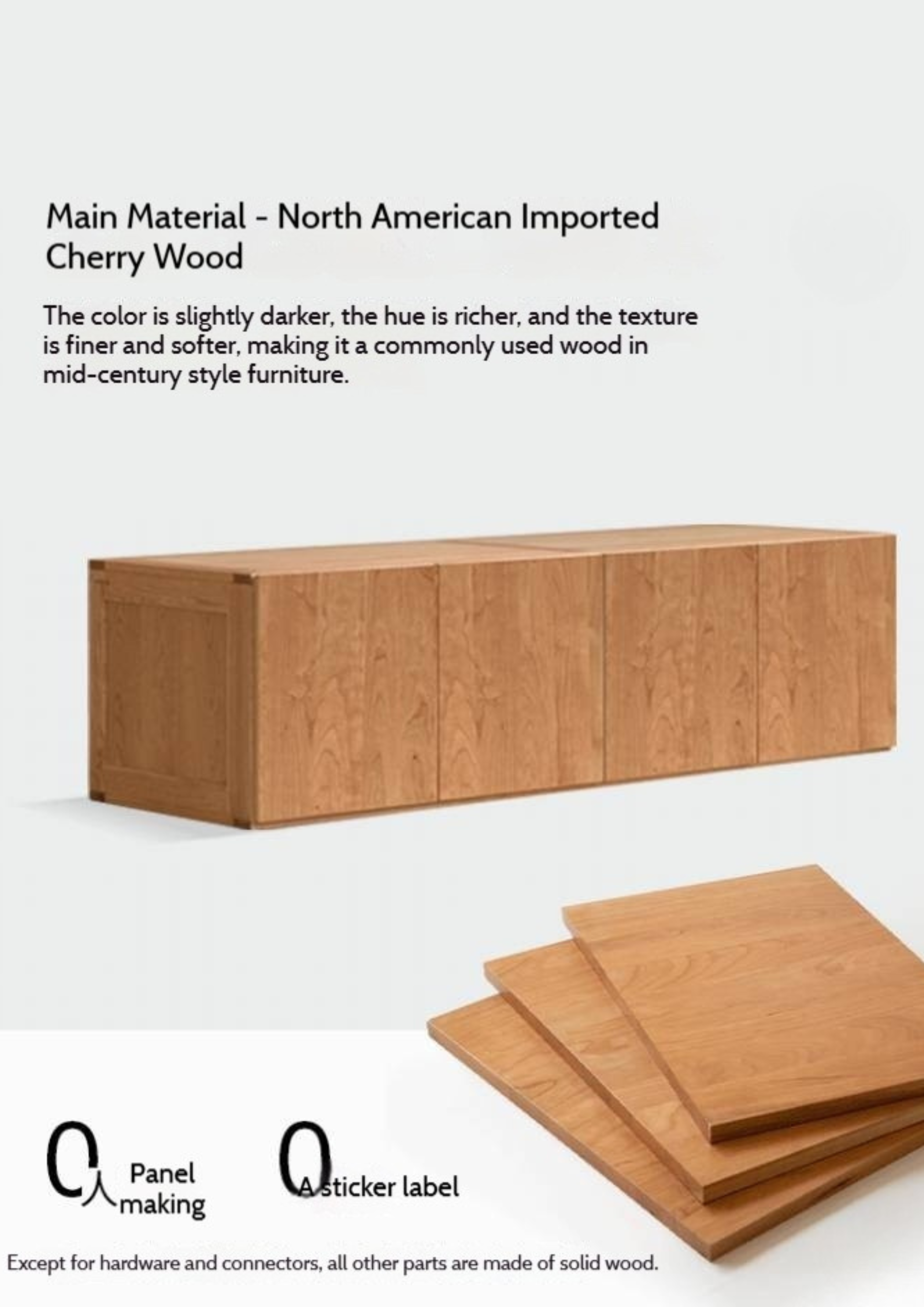 Oak, Ash, Cherry Solid Wood Modern Simple Wardrobe Top