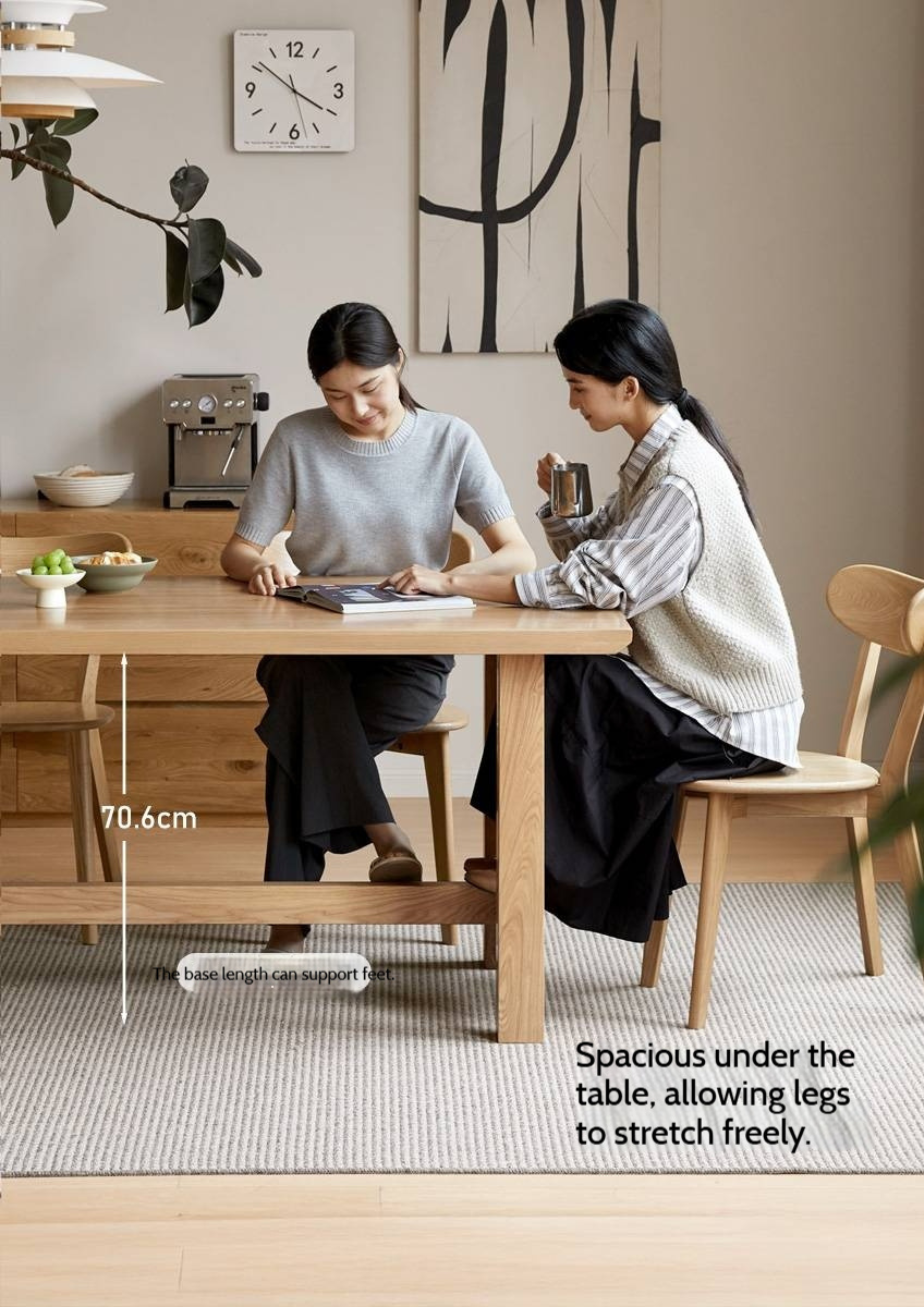 Ash Solid Wood Wabi Sabi Style Dining Table