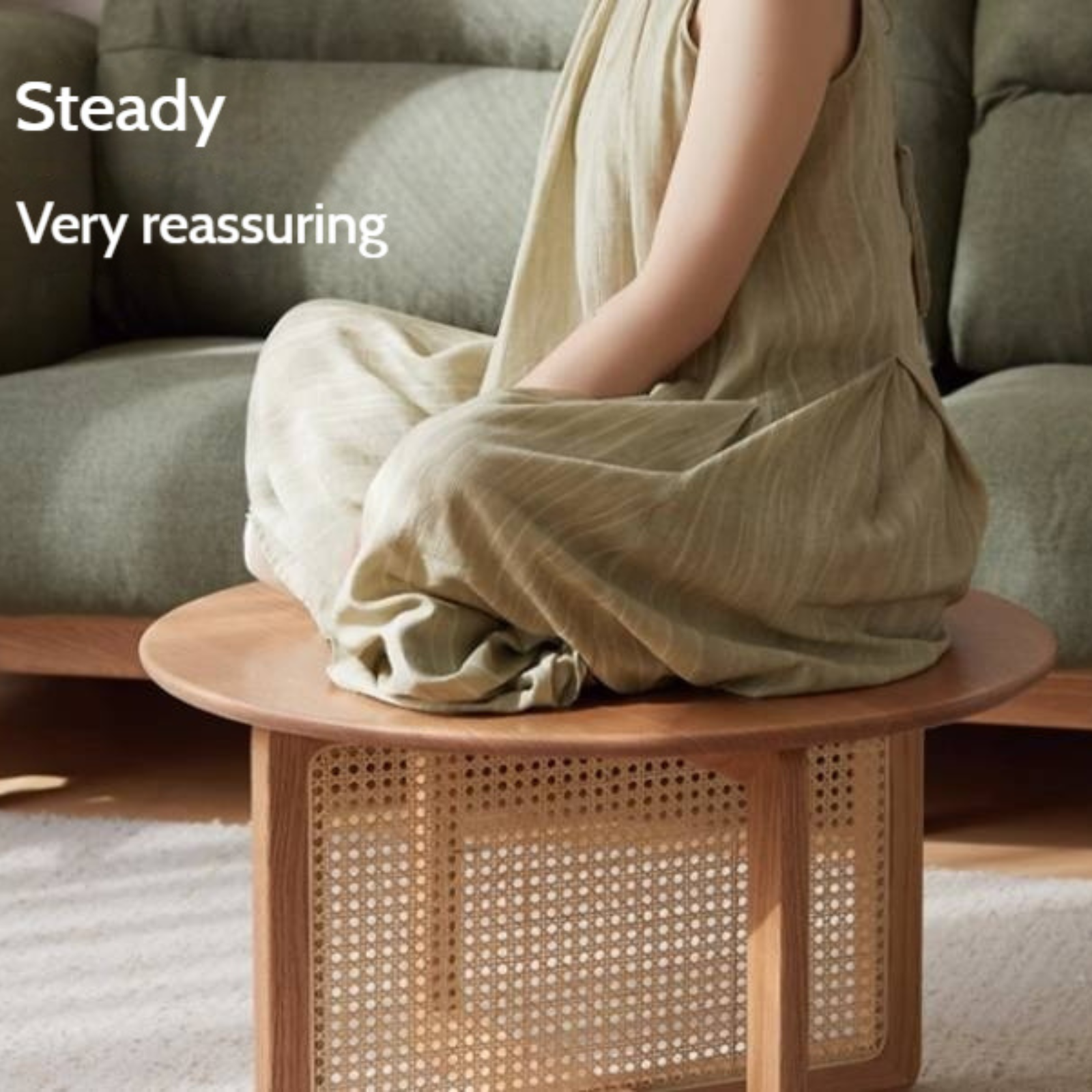Oak Solid Wood Modern Rattan Coffee Table