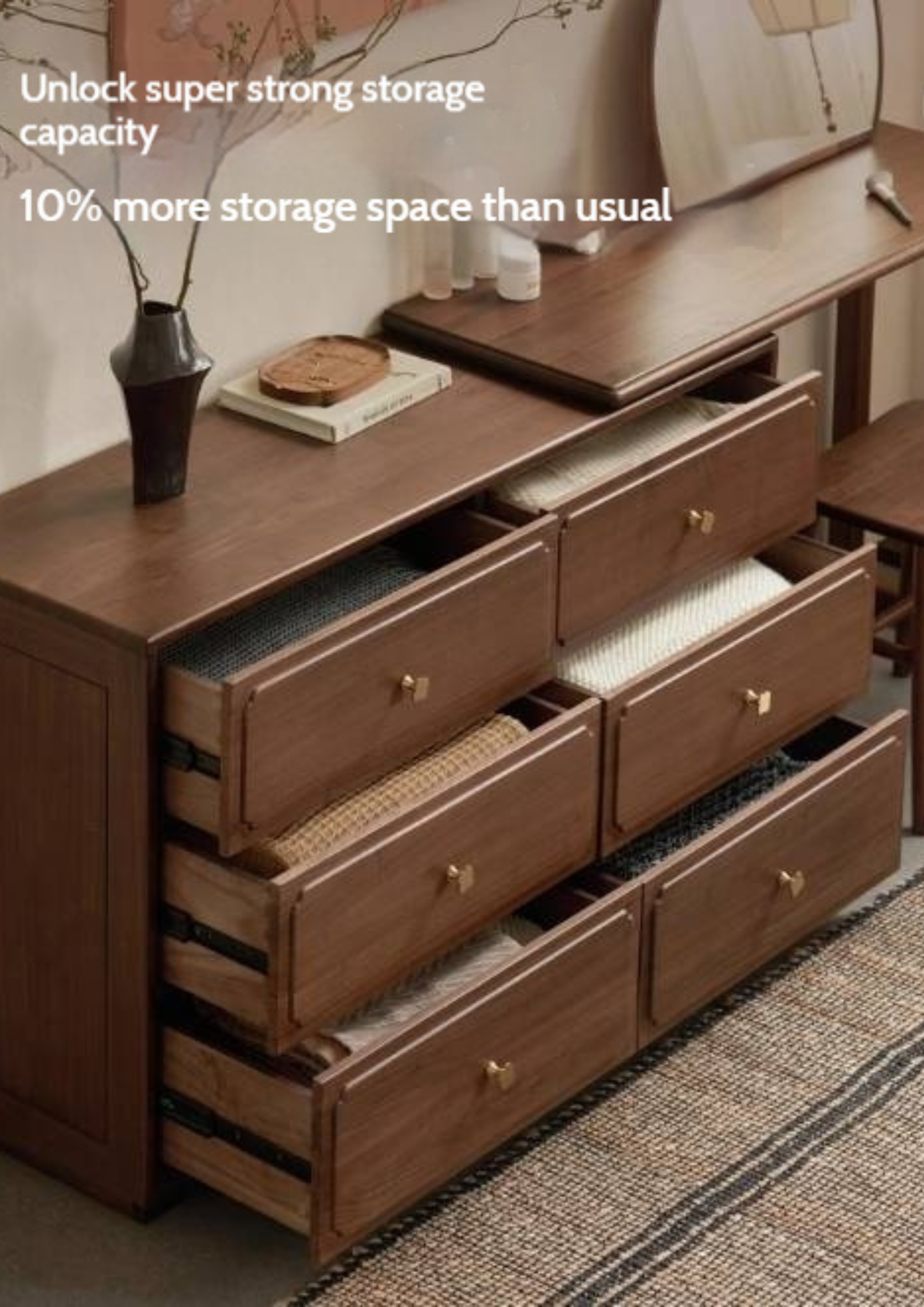 Black Walnut Solid Wood Rotating Dressing Table