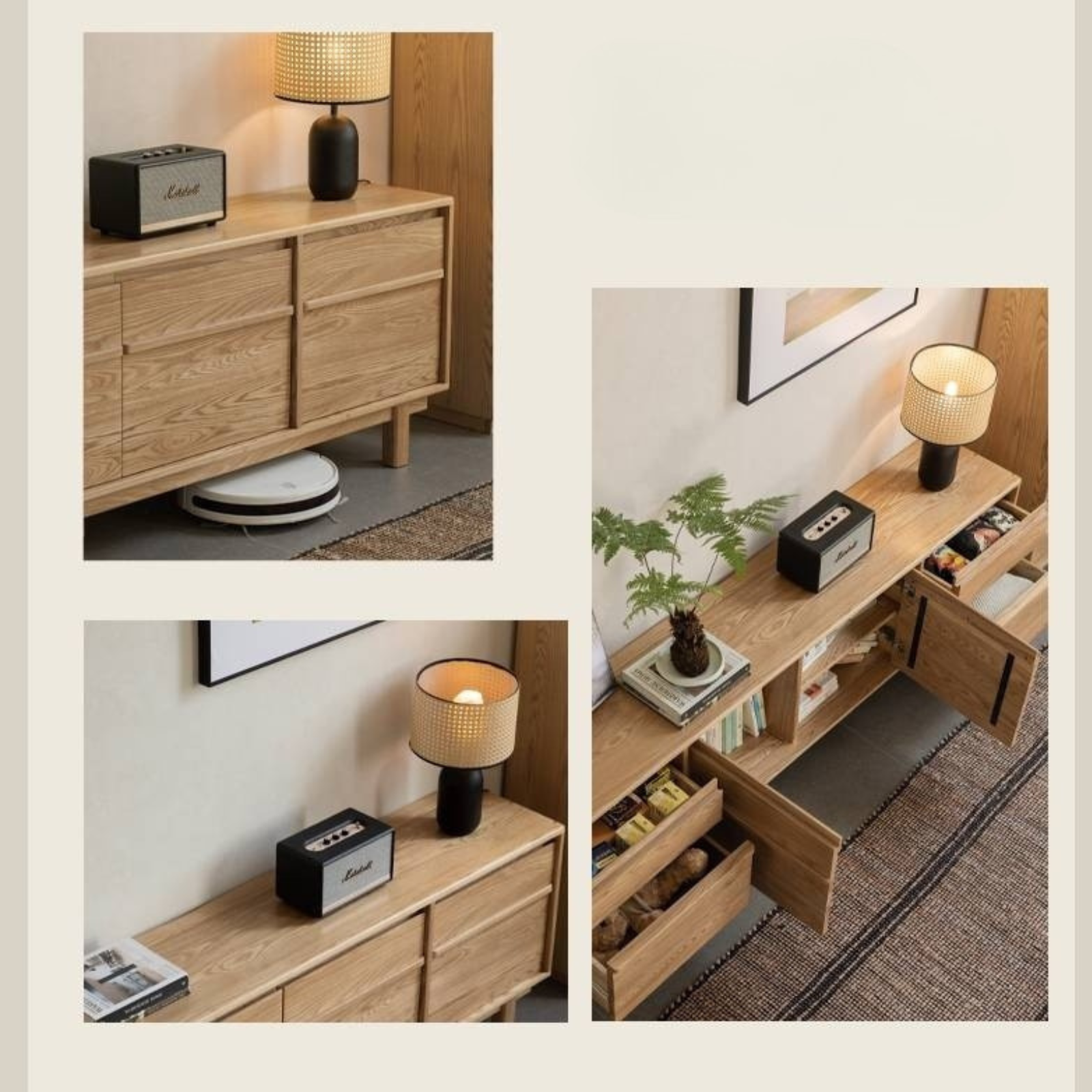 Ash Solid Wood Wabi-Sabi Style TV Cabinet