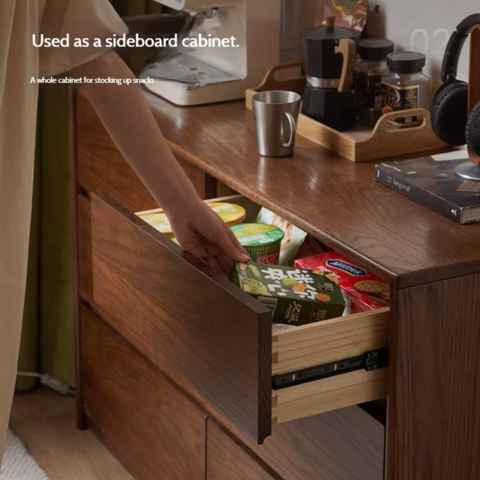 Oak Solid Wood Modern Drawer Cabinet
