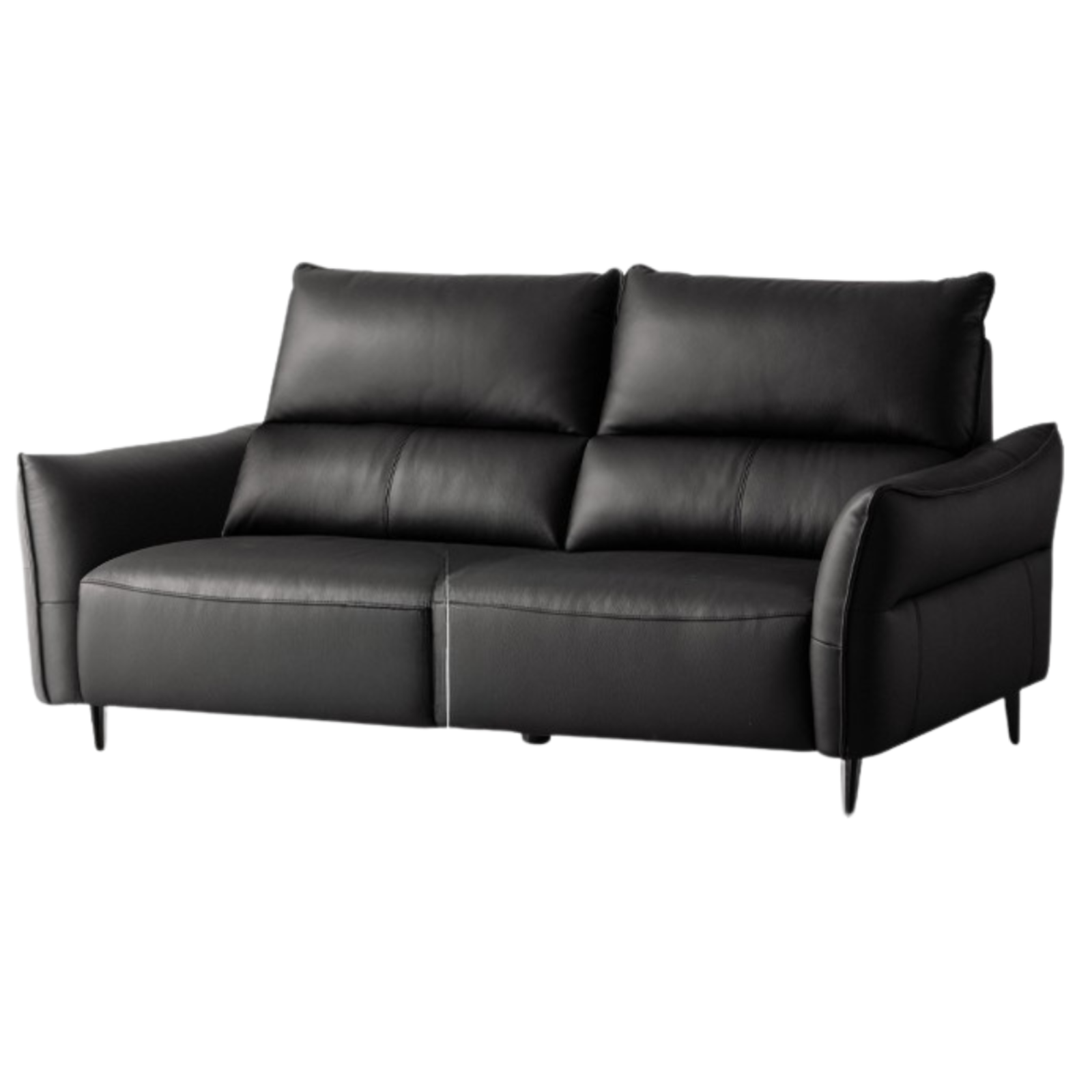 Genuine Top Grain Leather Modern Sofa, Clean Line Contemporary Design