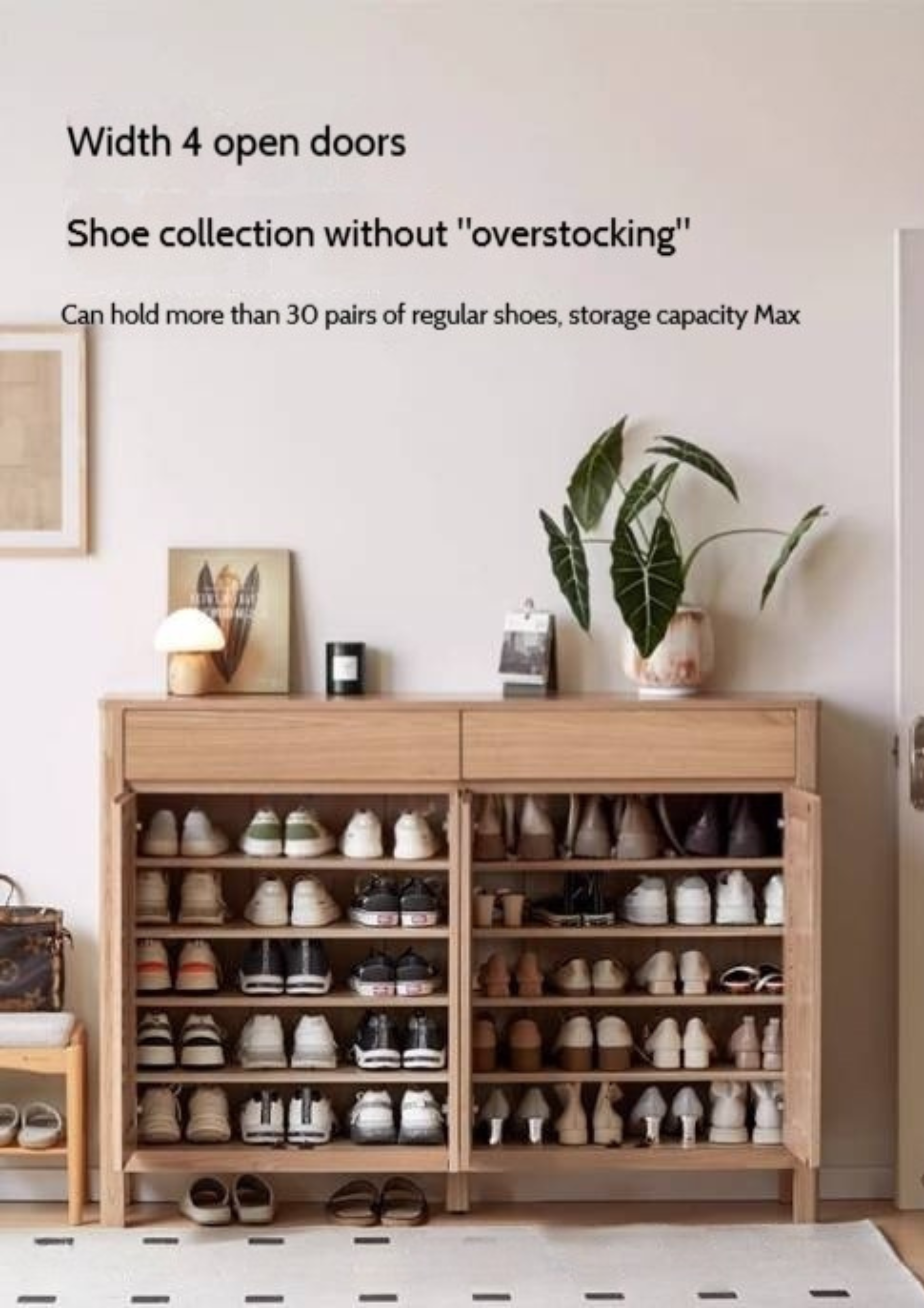 Ash Solid Wood Modern Large Shoe Cabinet